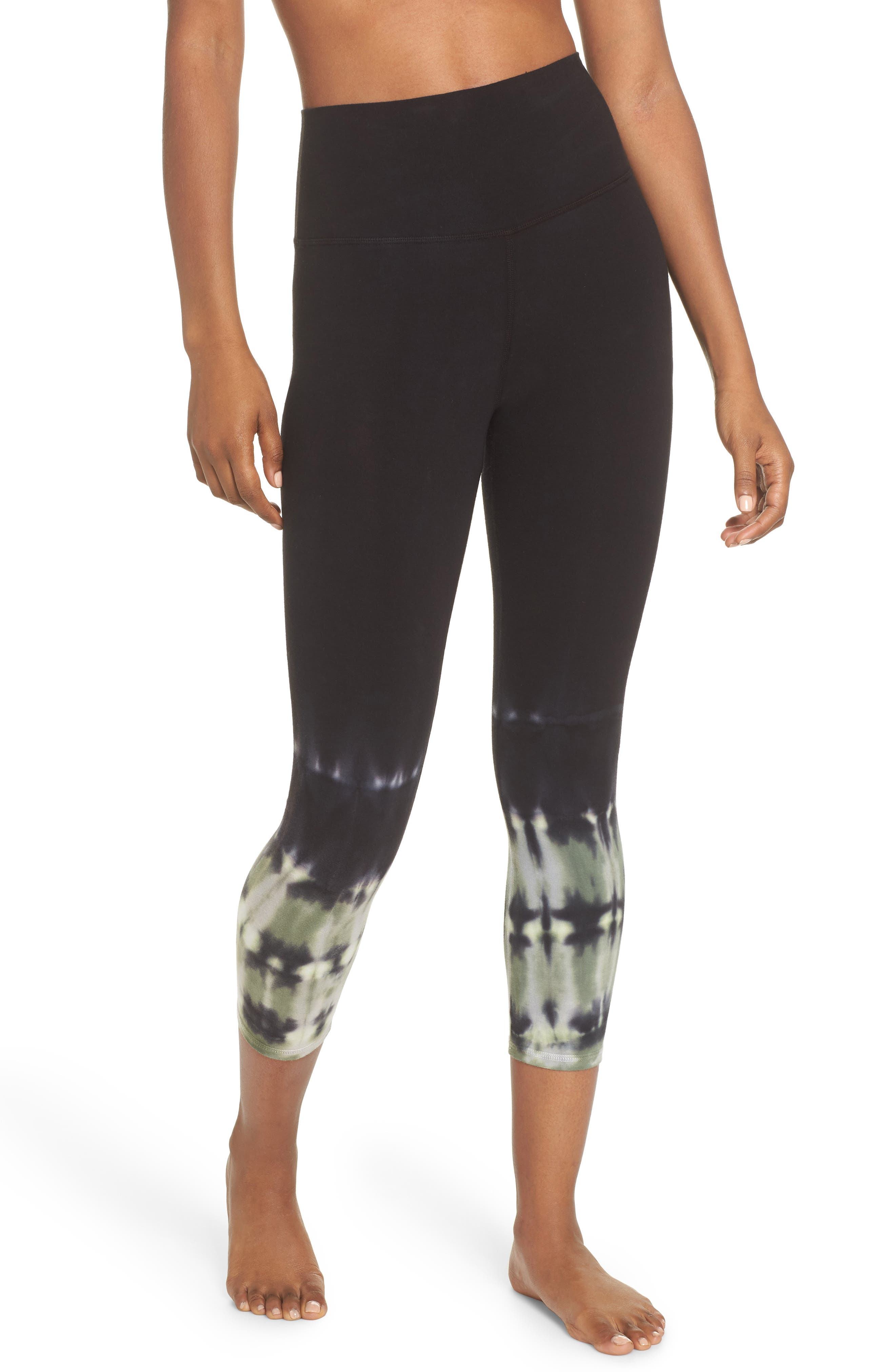 Electric & Rose Sunrise Tie Dye Capri Leggings, Black