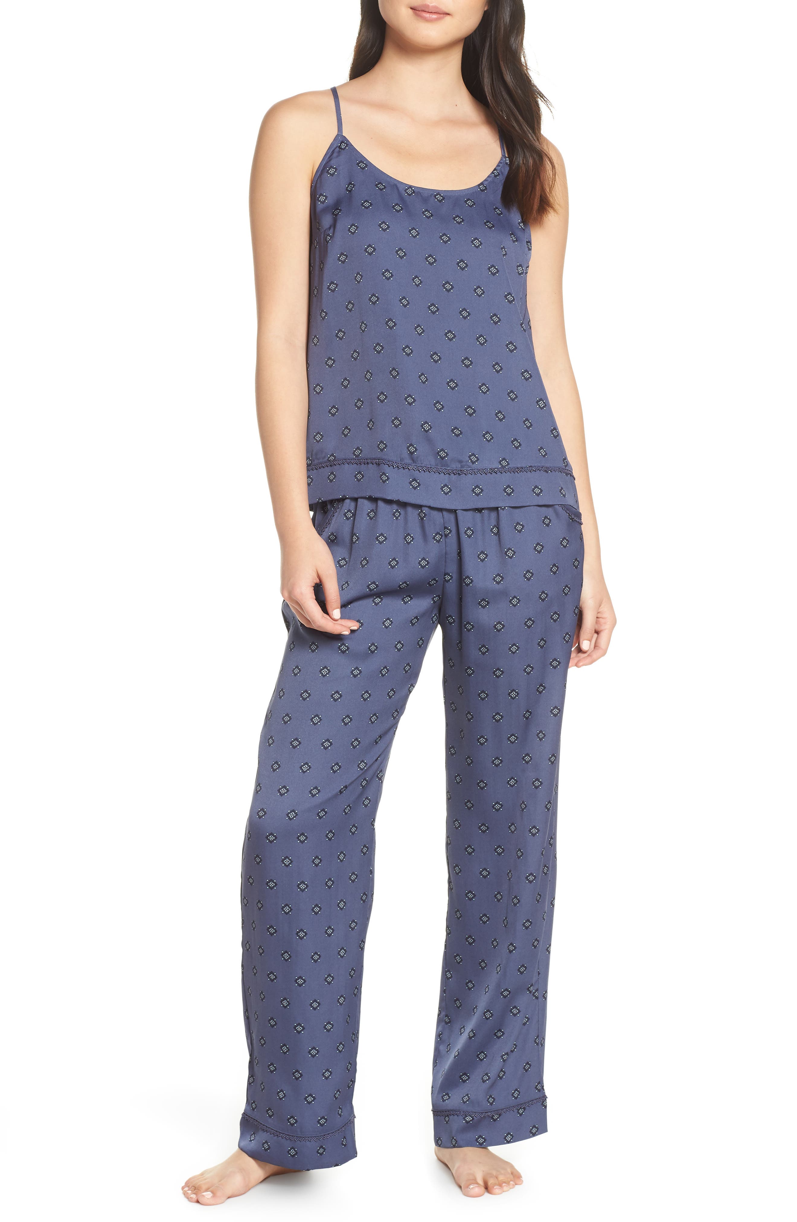 Nordstrom Lingerie Sweet Dreams Satin Pajamas, Blue