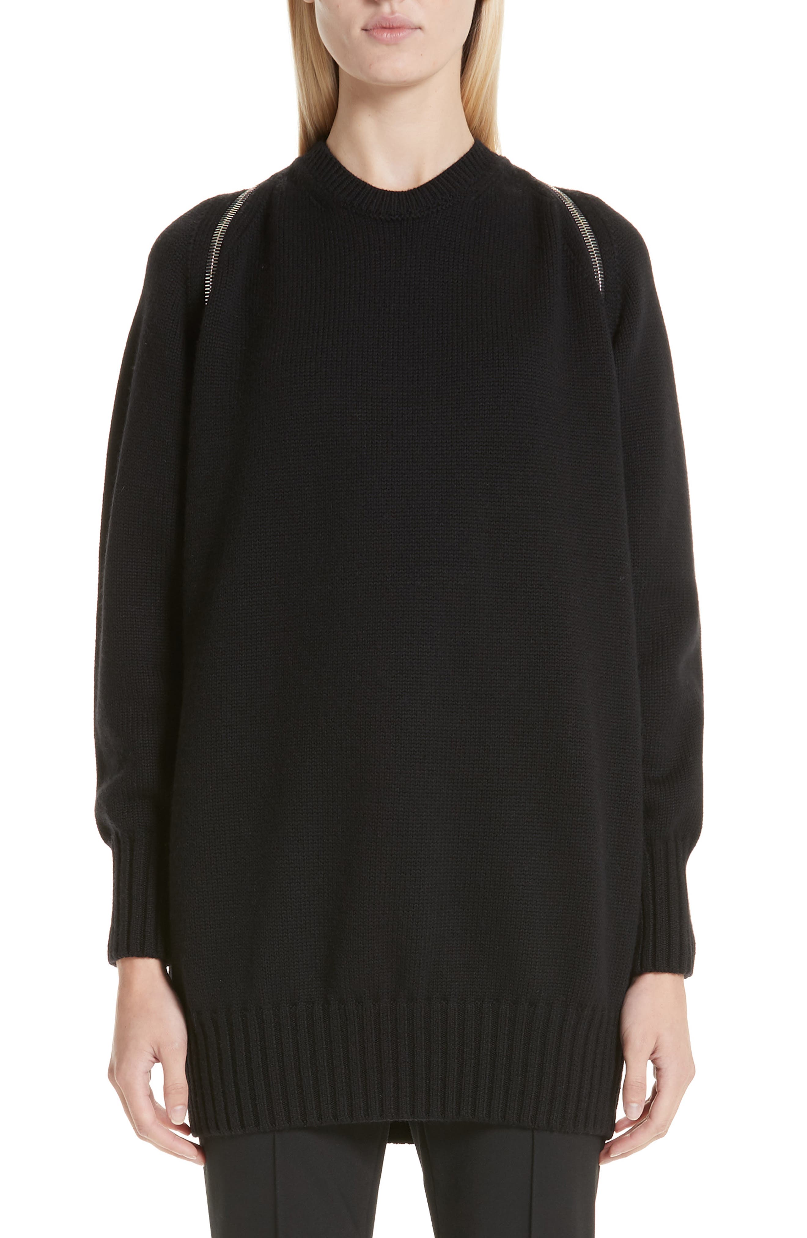 Alexander Wang Zip Shoulder Merino Wool Sweater