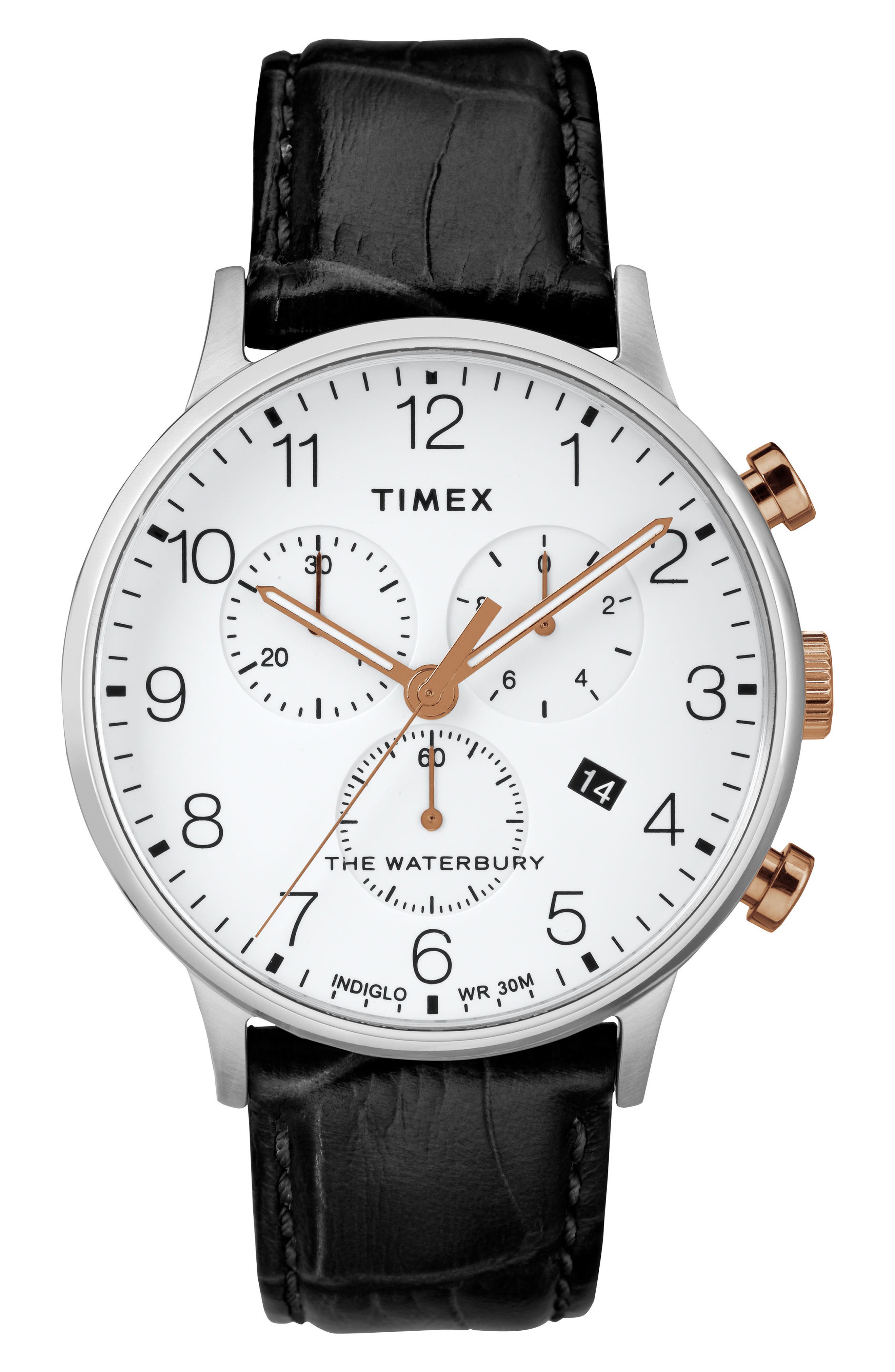 Timex Waterbury Chronograph Leather Strap Watch, 40Mm