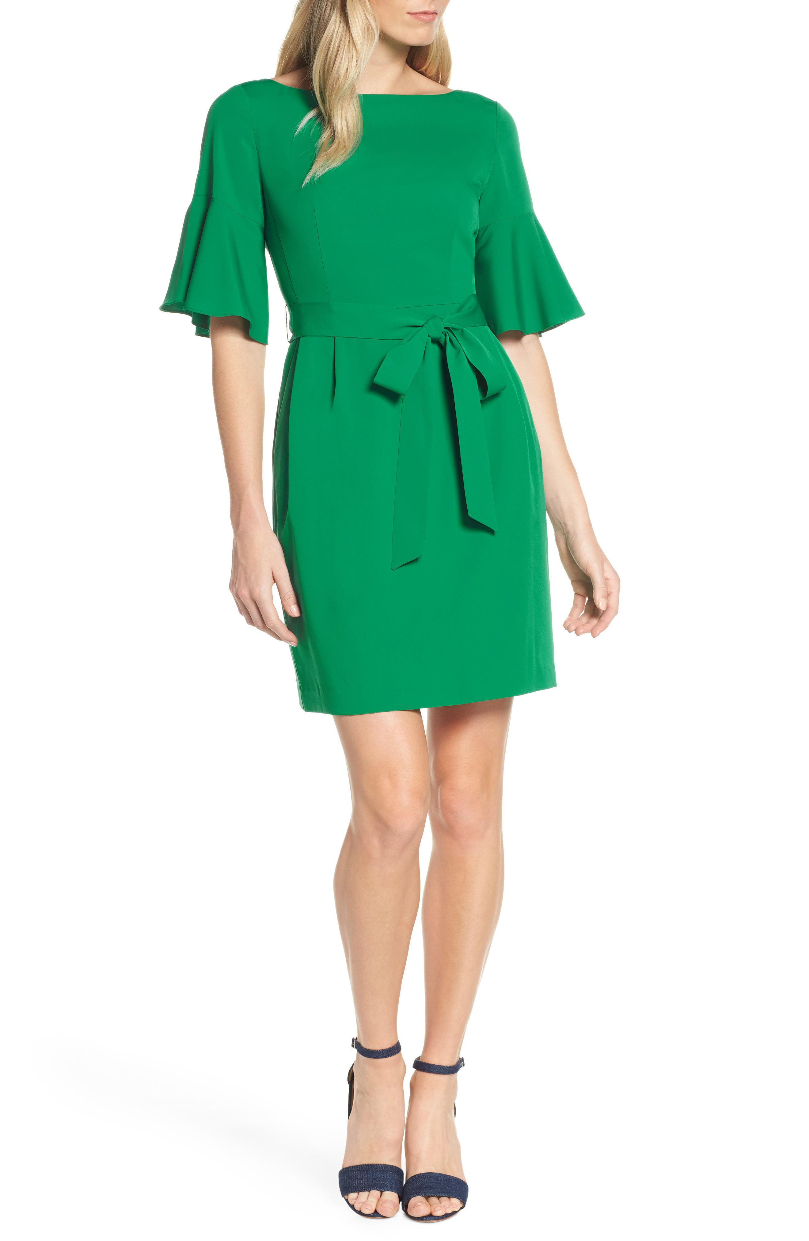 Eliza J Bell Sleeve Sheath Dress, 8 (similar to 1) - Green