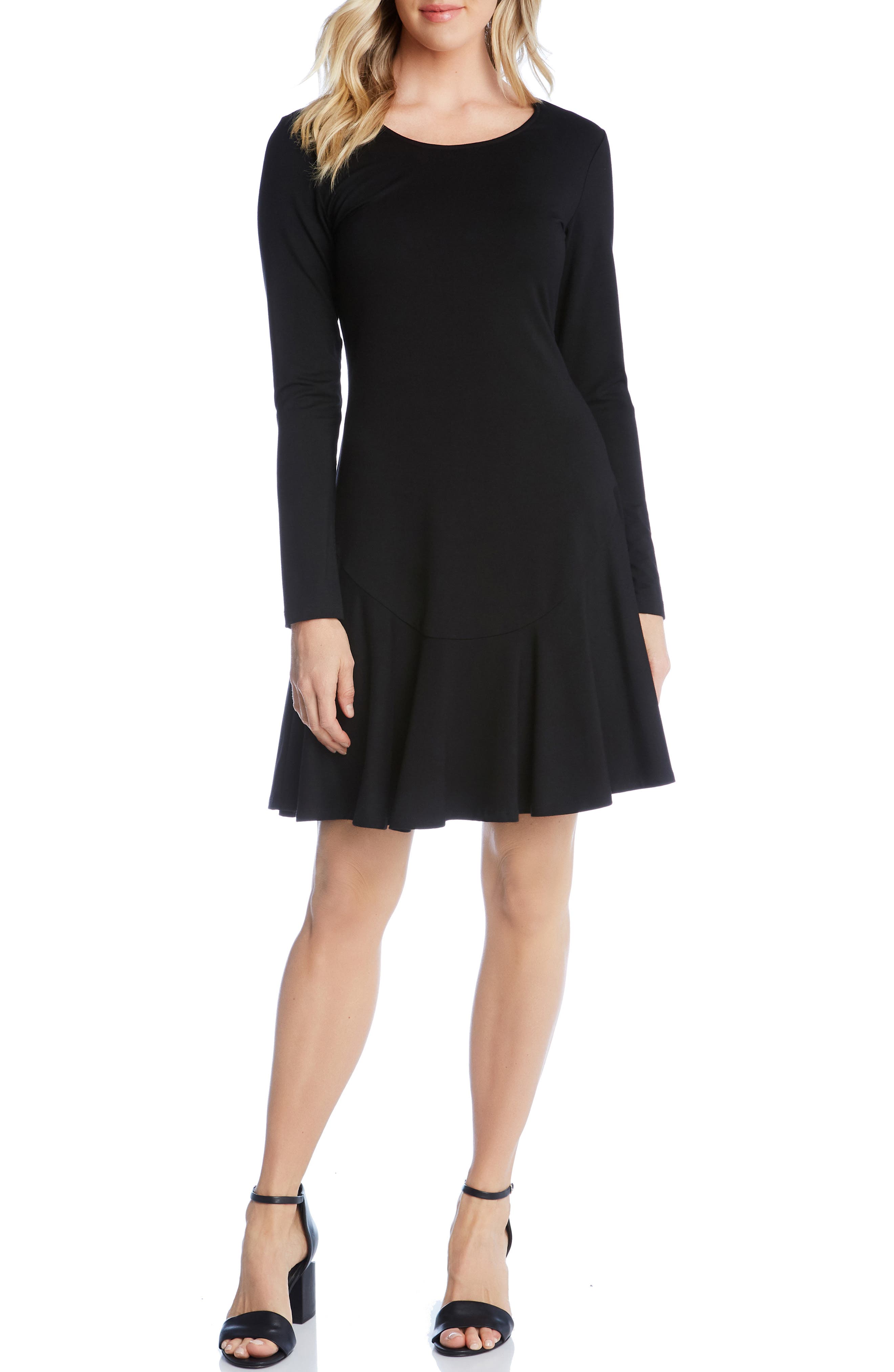 Karen Kane Dakota Ruffle Hem A-Line Dress, Black