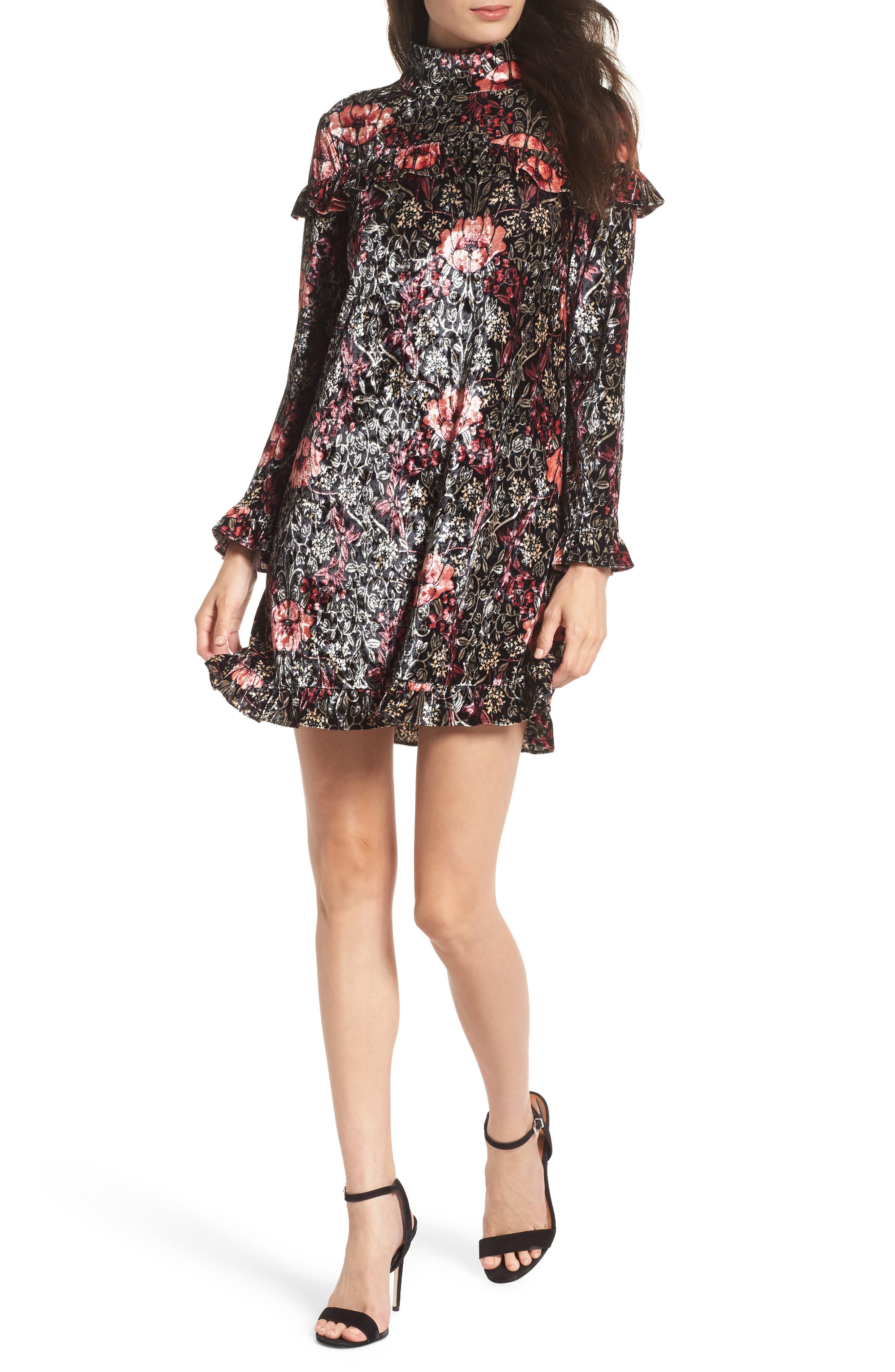 Ali & Jay Falling Hard Print Velvet Minidress