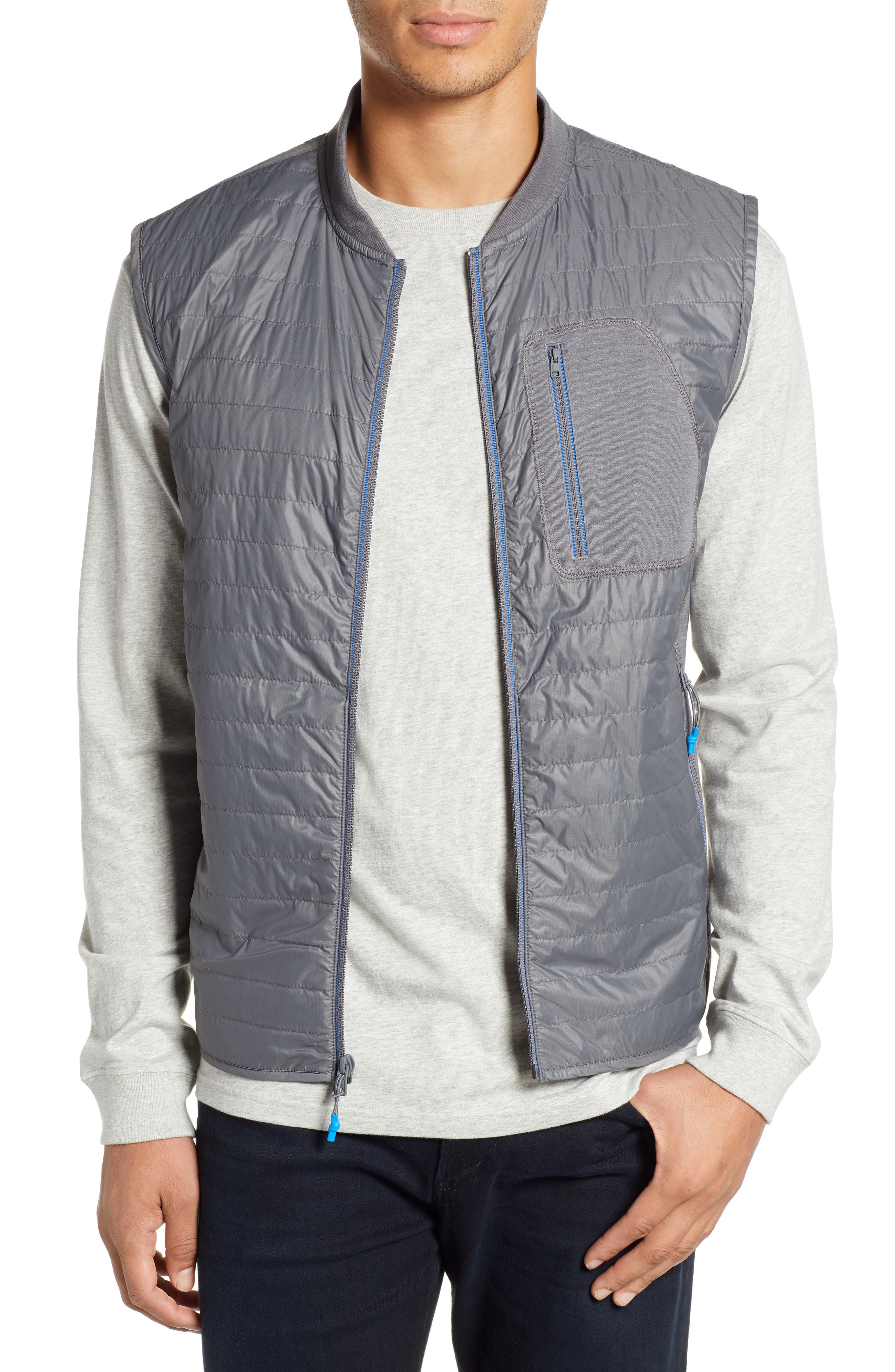 Southern Tide Forrest Creek Bomber Vest, Grey