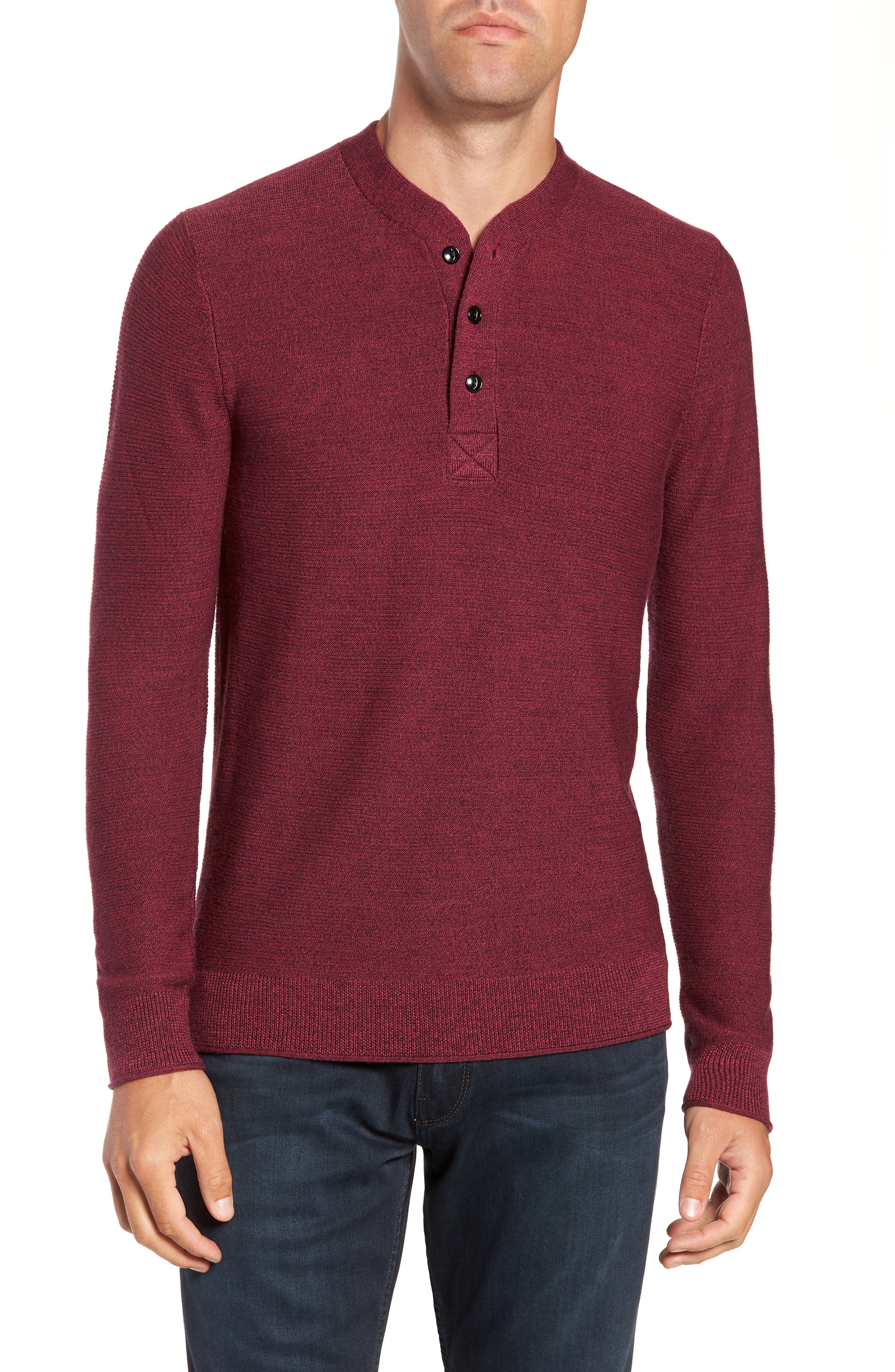 Bonobos Merino Wool Knit Henley, Red