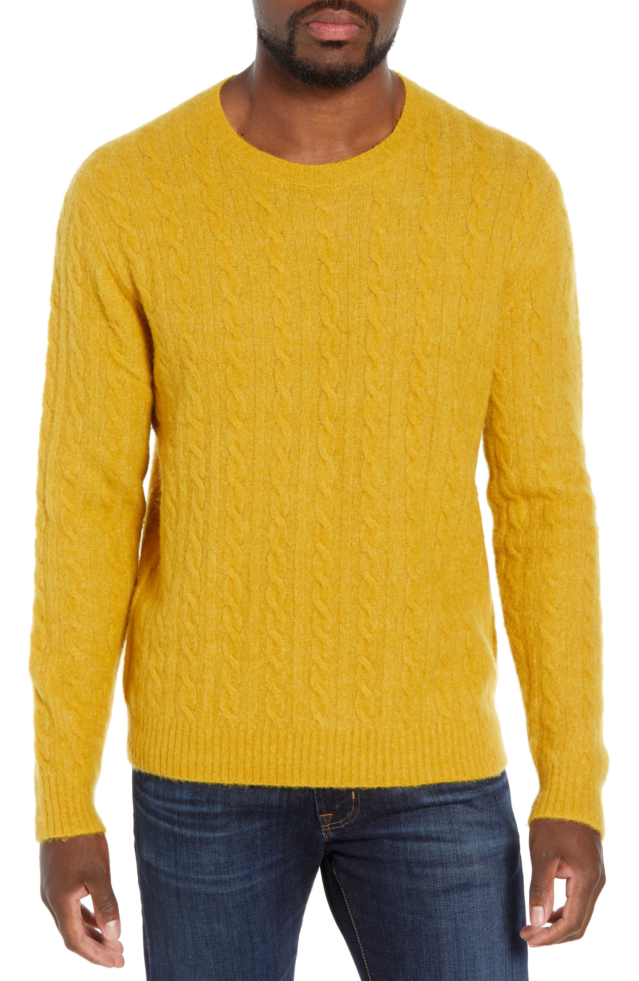 Bonobos Slim Fit Cable Wool Blend Sweater, Yellow