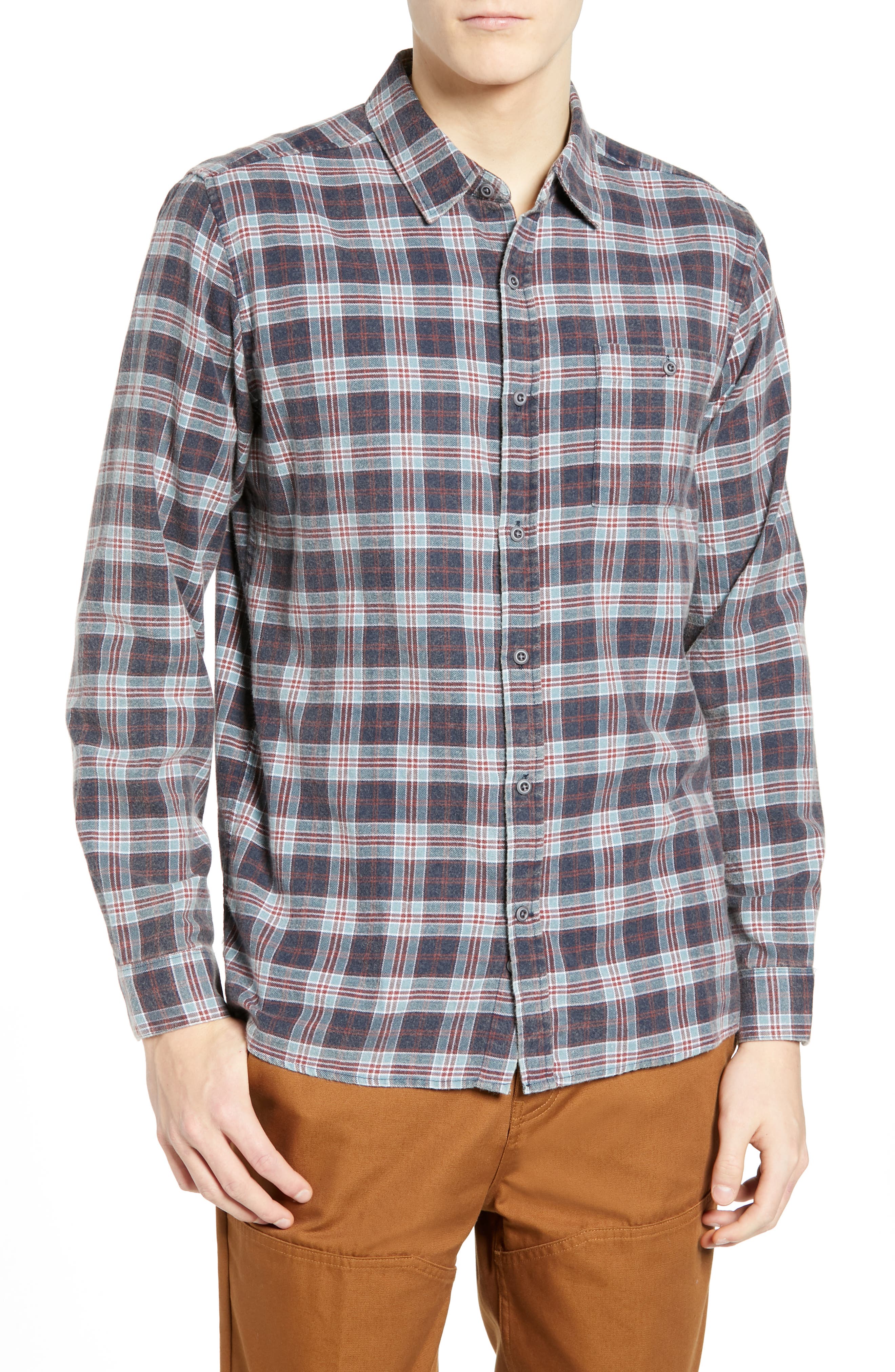 Hurley Ranger Plaid Cotton Flannel Sport Shirt, Blue