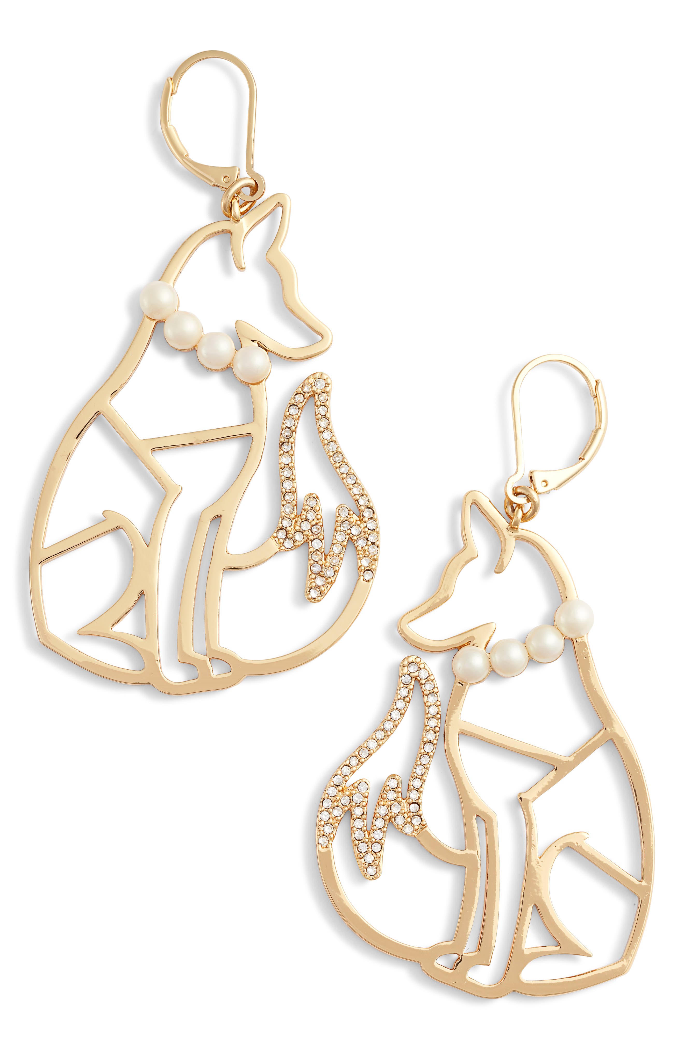 kate spade new york so foxy fox wire drop earrings | Nordstrom