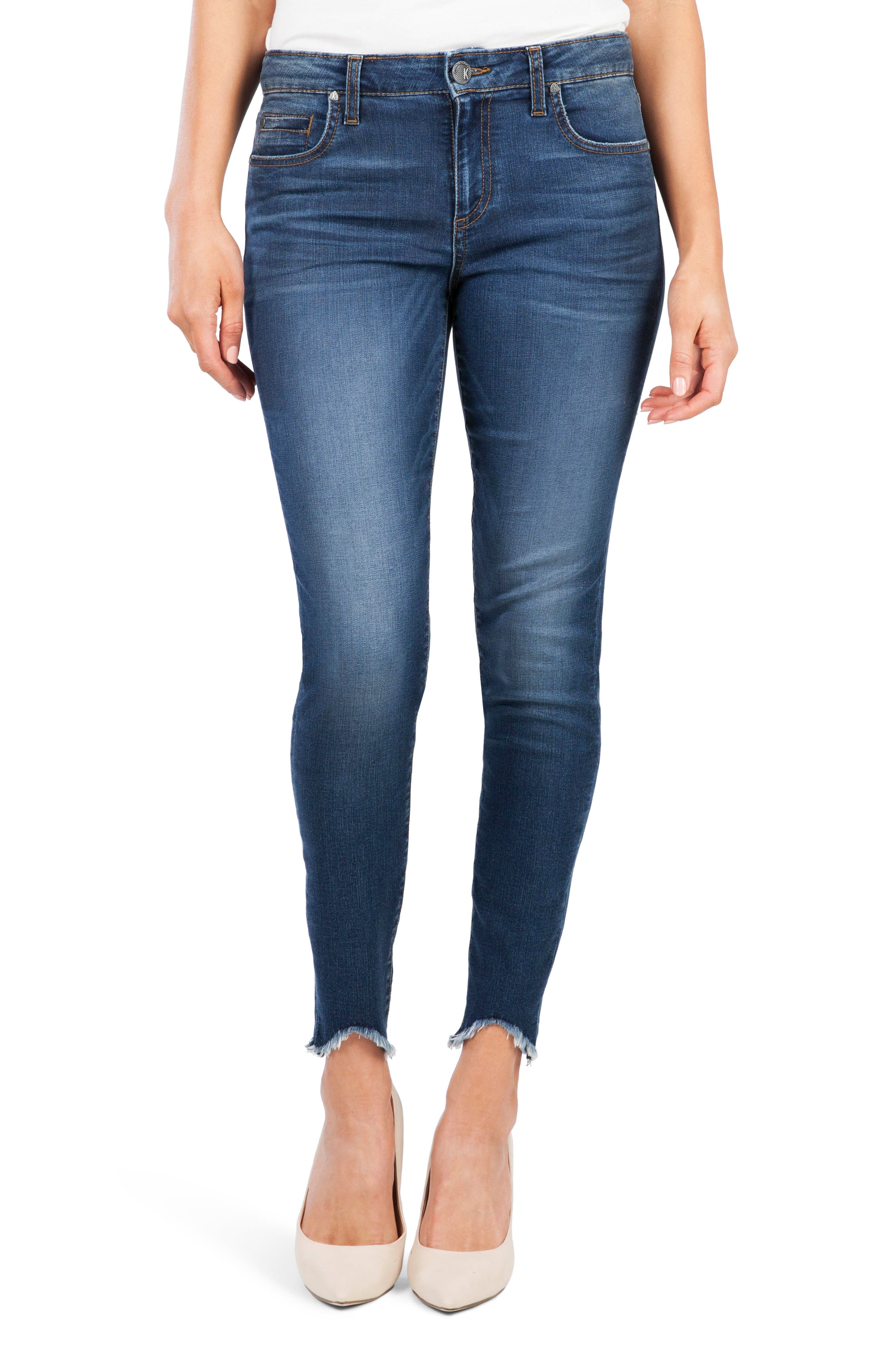 Kut From The Kloth Donna High Waist Frayed Hem Skinny Jeans, Blue