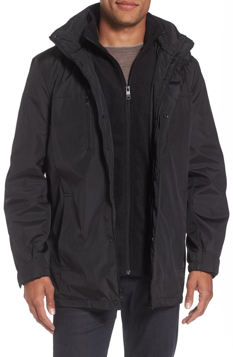 Reaction Kenneth Cole Hooded Jacket with Inset Fleece Bib | Nordstrom