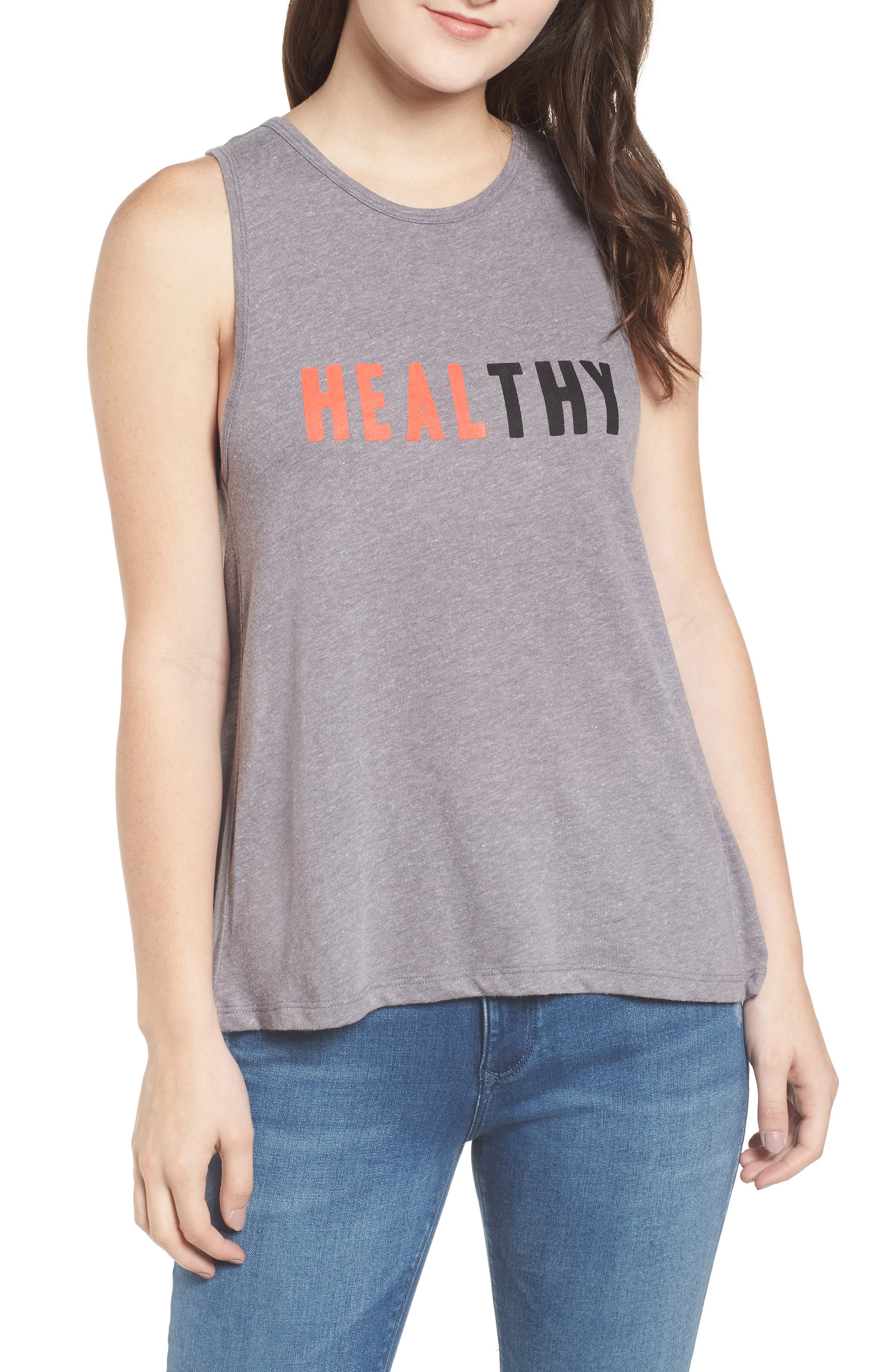 Sub Urban Riot Healthy Grace Open Back Tank, Grey