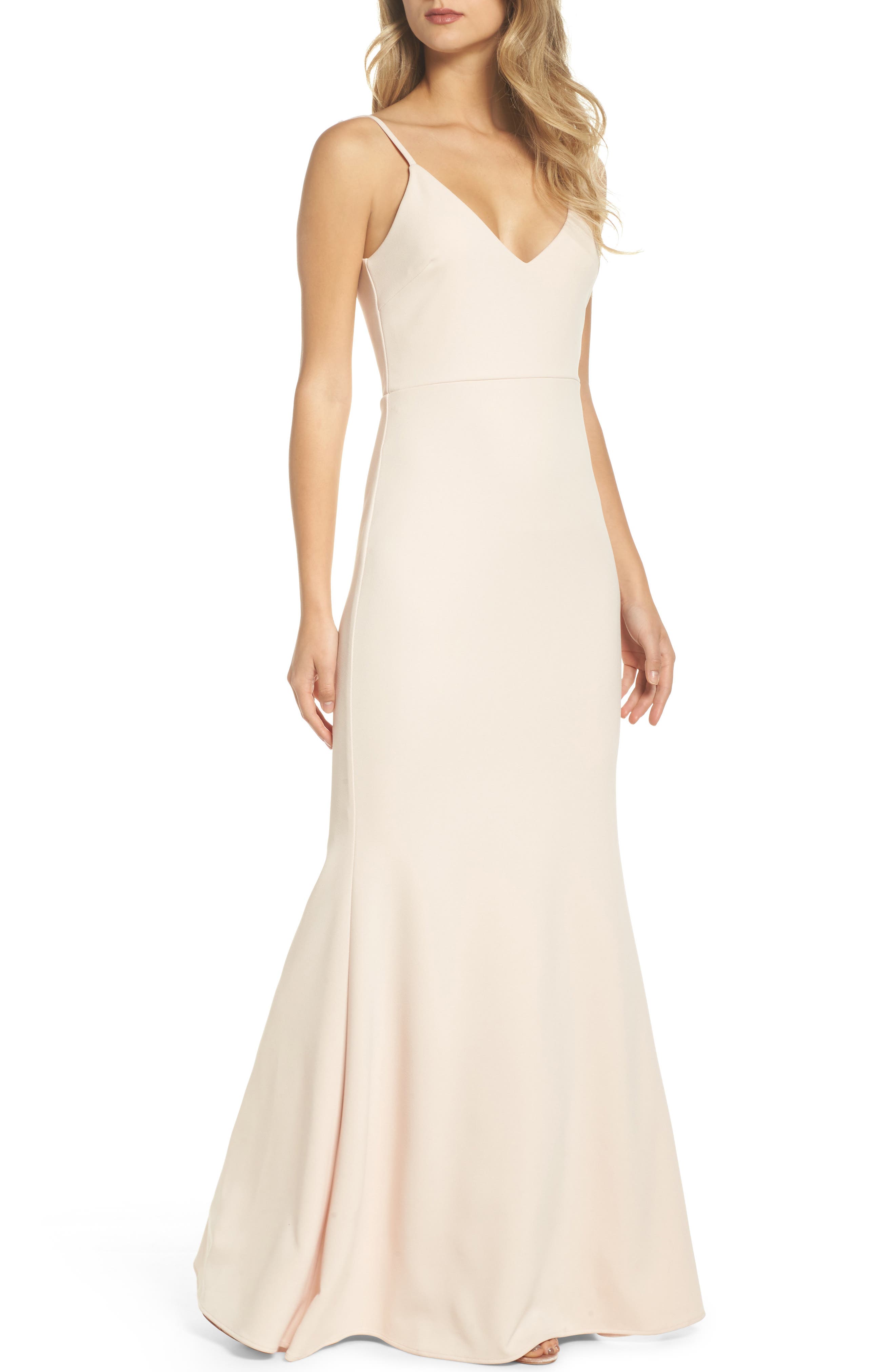 Lulus V-Neck Trumpet Gown, Pink