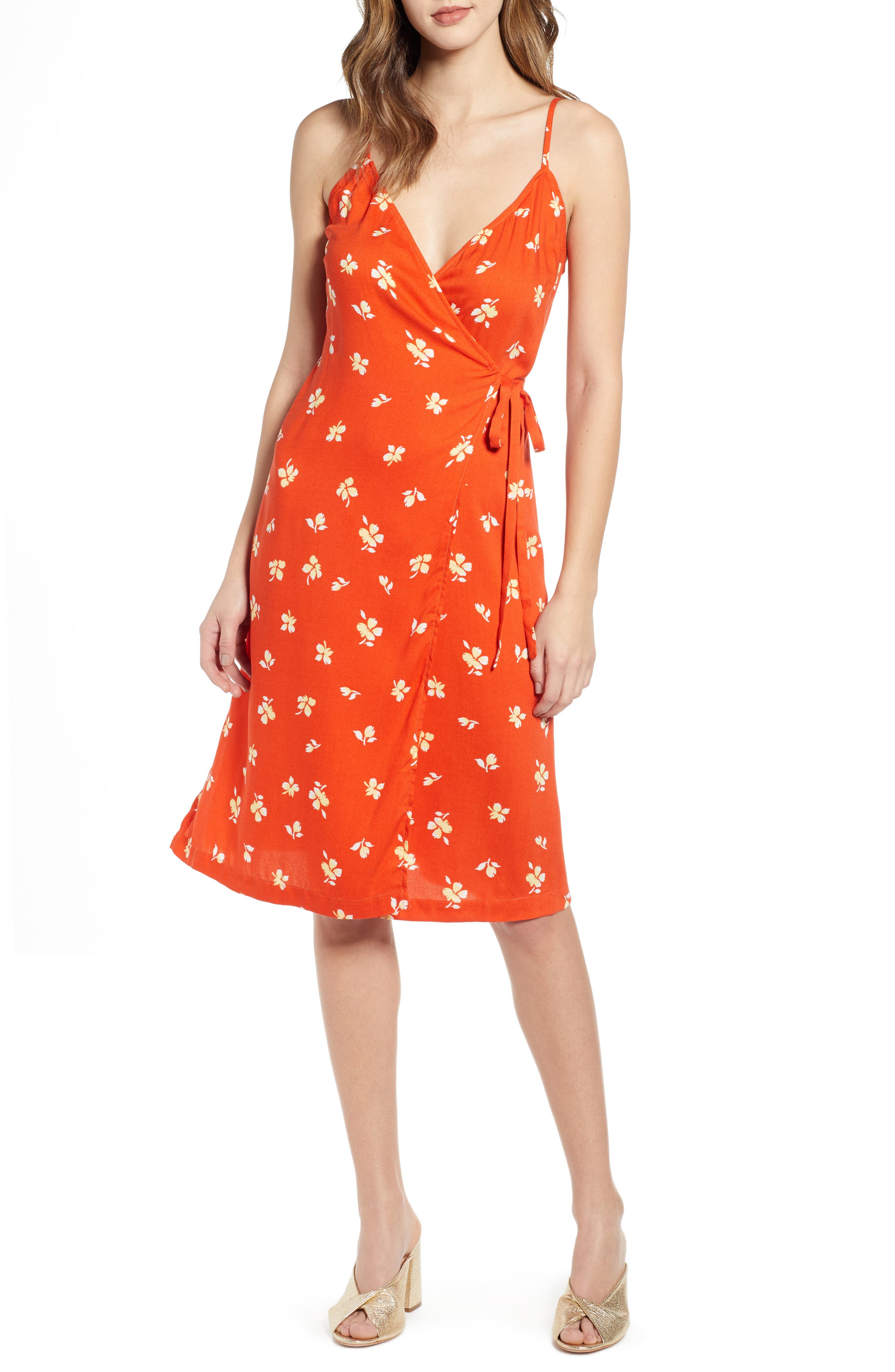 Leith Everyday Wrap Dress, Orange