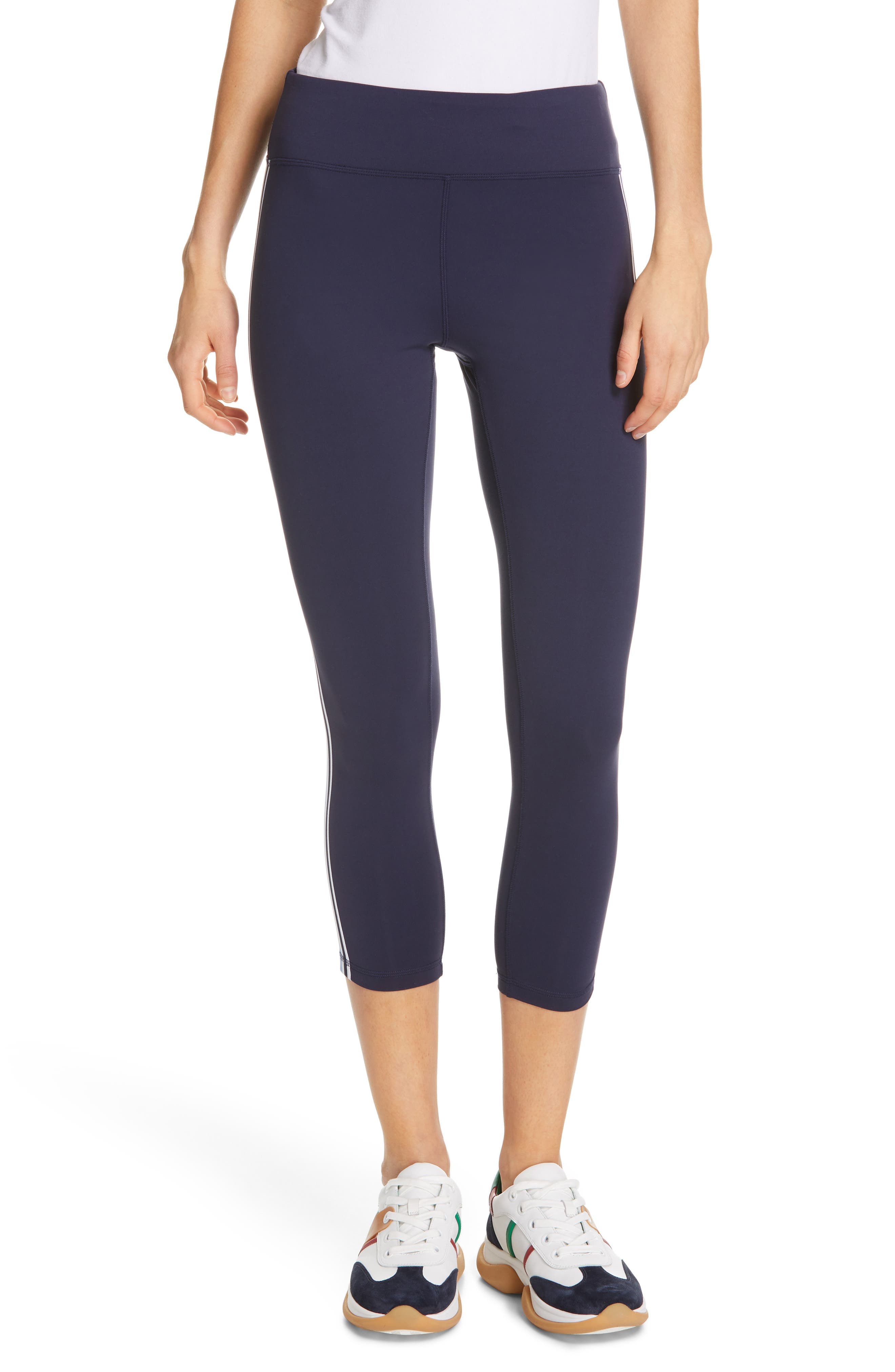 Tory Sport Retro Stripe 7/8 Leggings, Blue