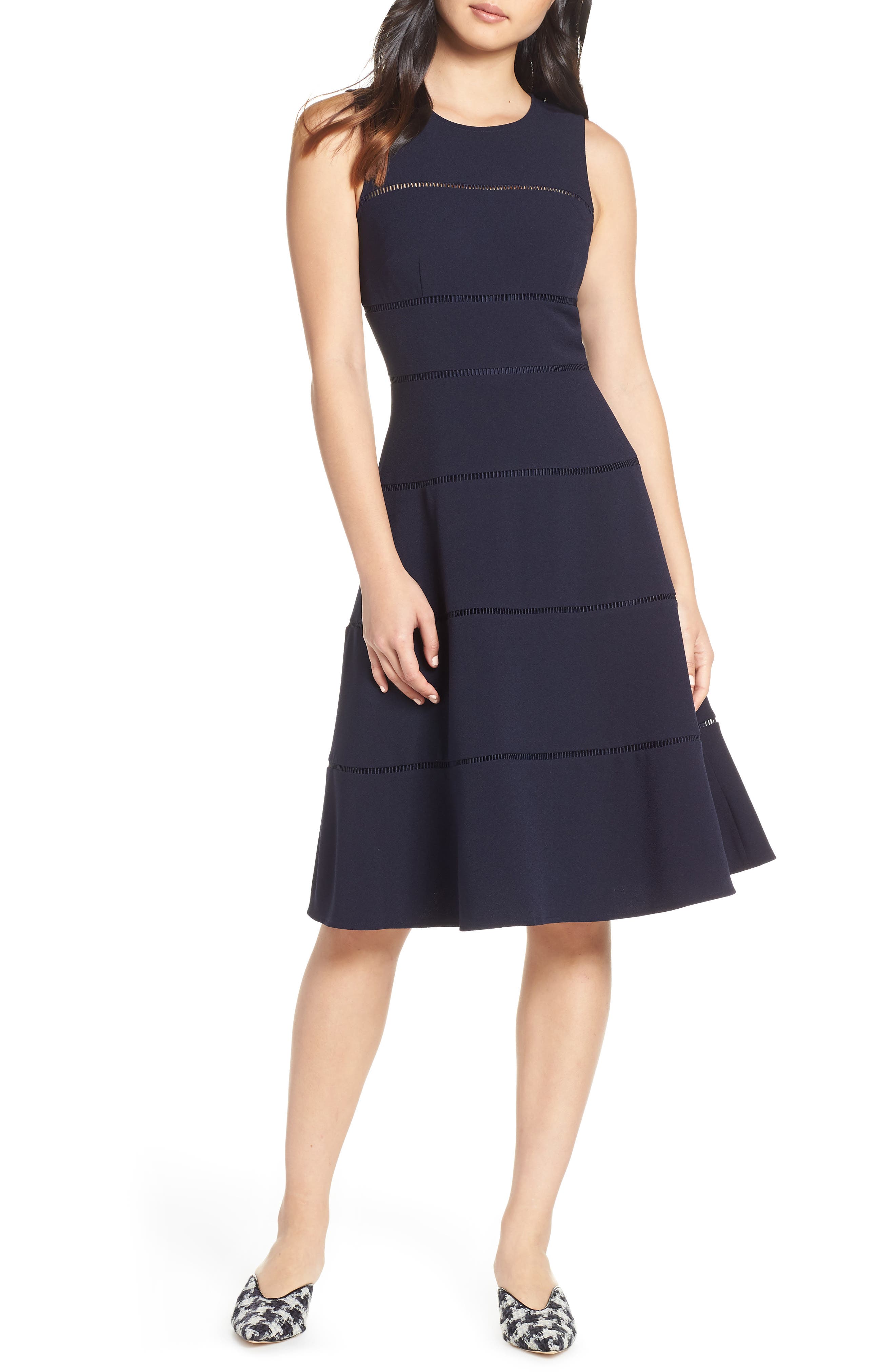 Eliza J A-Line Crepe Dress, Blue