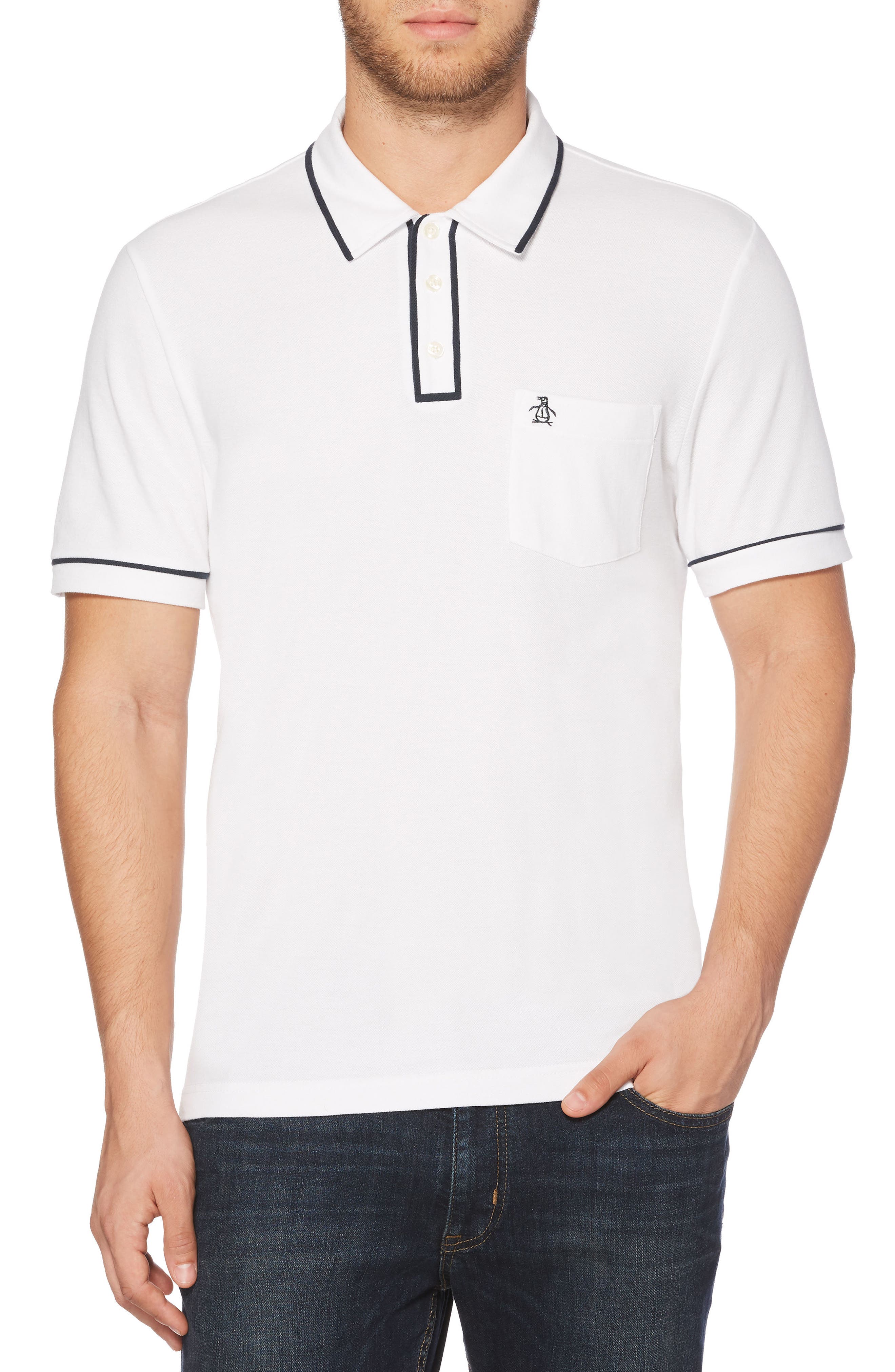 UPC 740670212869 product image for Men's Original Penguin 'Earl' Pique Polo, Size Medium - White | upcitemdb.com