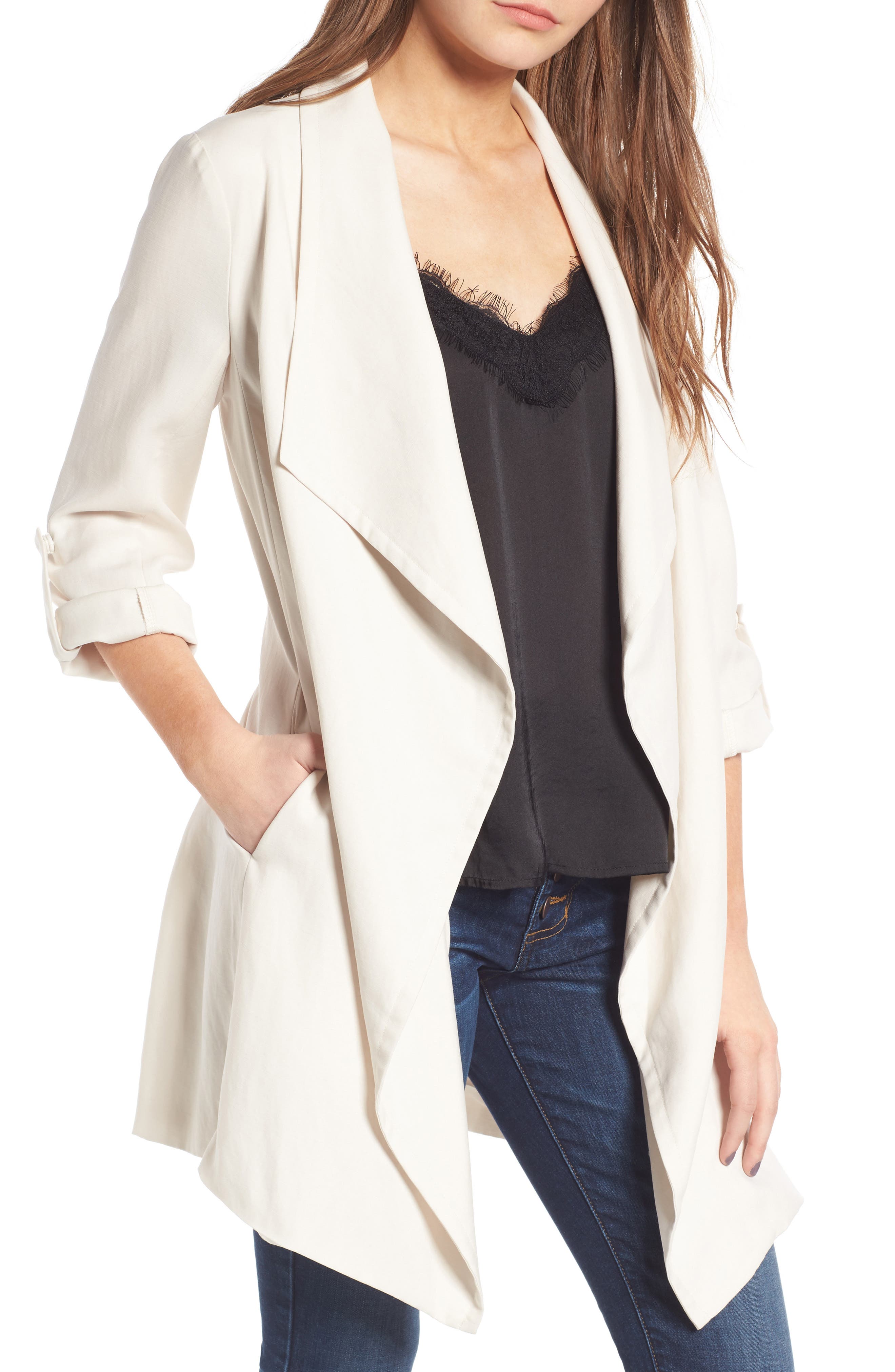 ASTR the Label Drapey Roll Tab Sleeve Jacket Nordstrom
