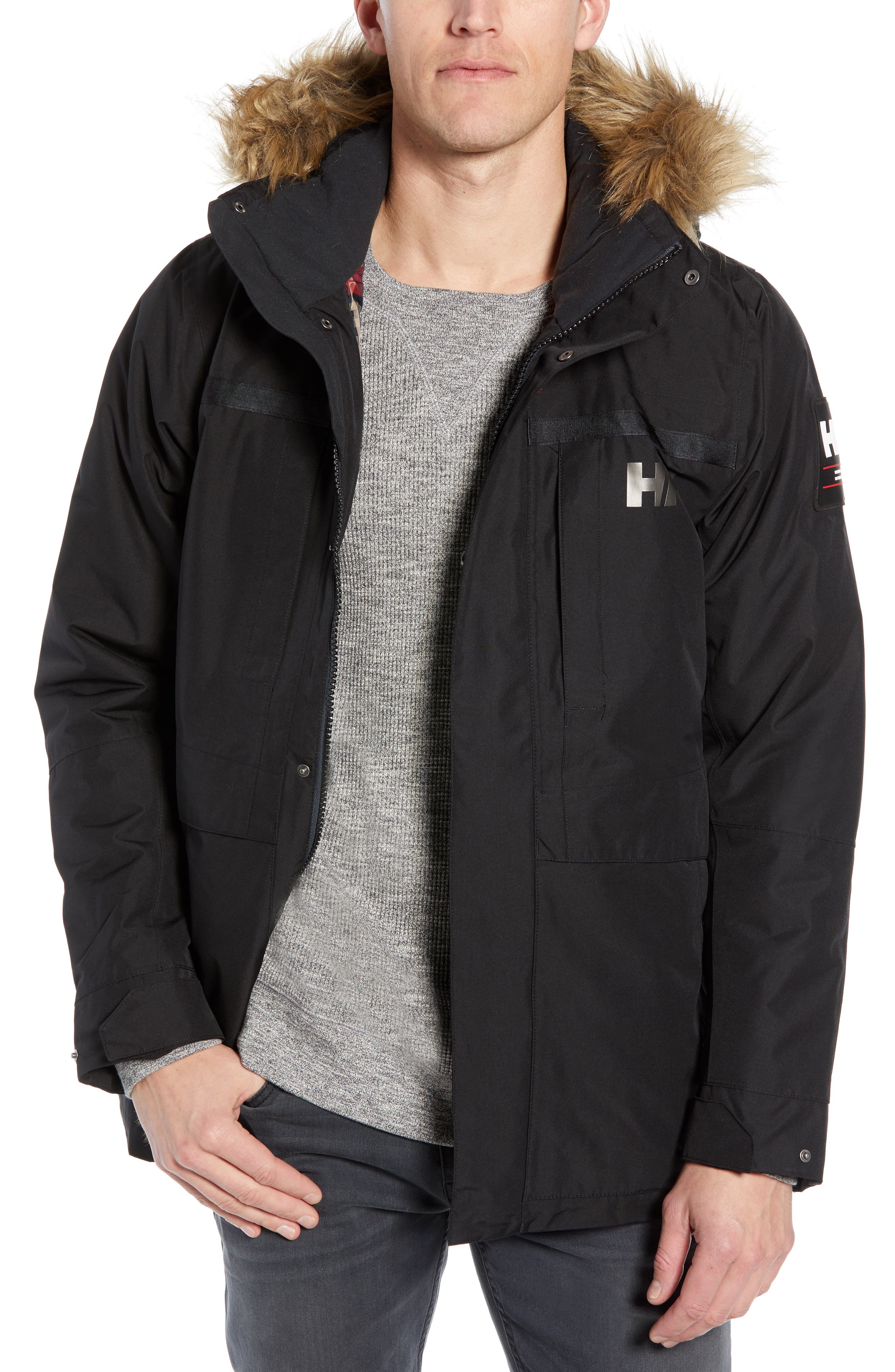 Helly Hansen Coastal 2 Regular Fit Waterproof Parka With Faux Fur Trim, Black