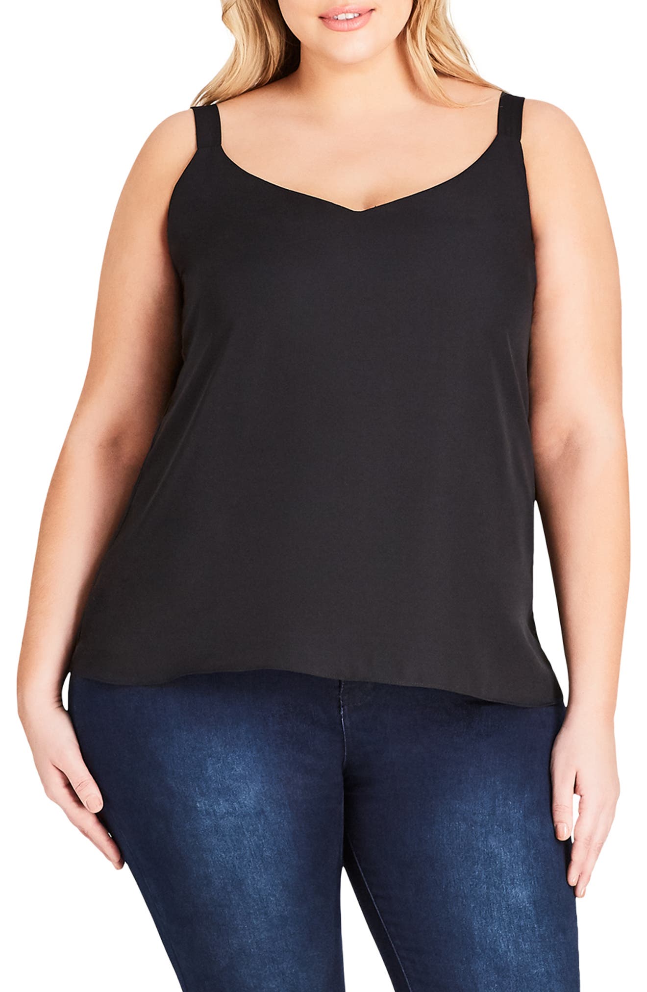 Plus Size City Chic Simple Life Camisole, Black