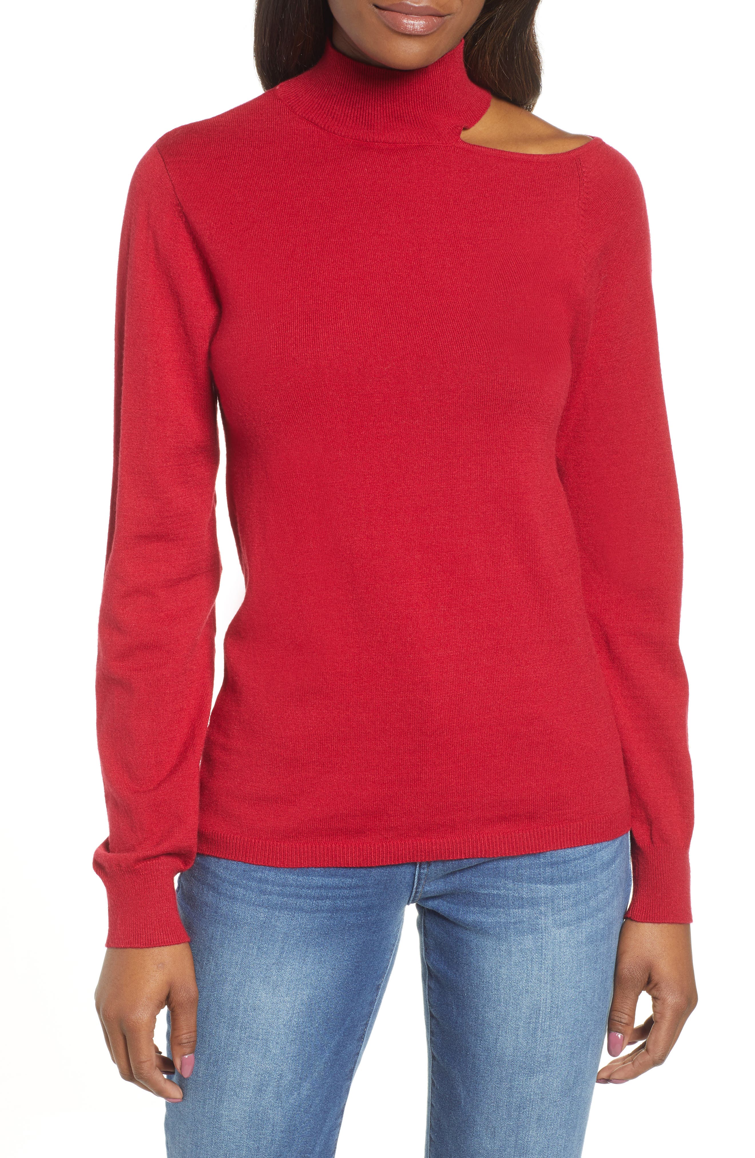 Wit & Wisdom Cutout Sweater, Red