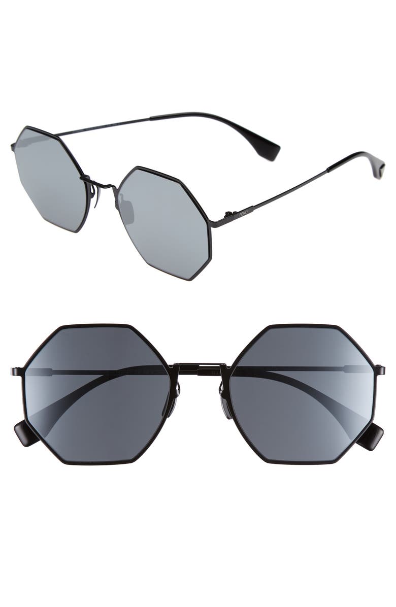 fendi 53mm octagonal polarized metal sunglasses nordstrom
