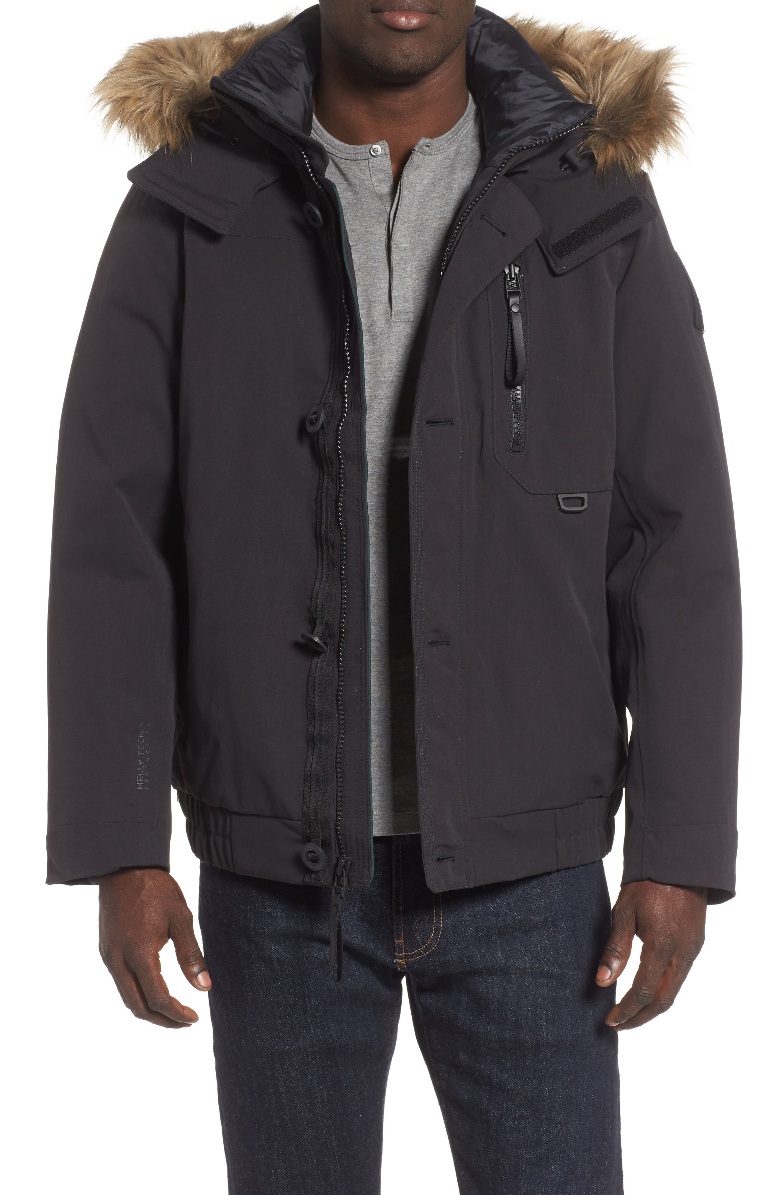 Helly Hansen Bardu Waterproof Bomber Jacket With Detachable Hood And Faux Fur Trim