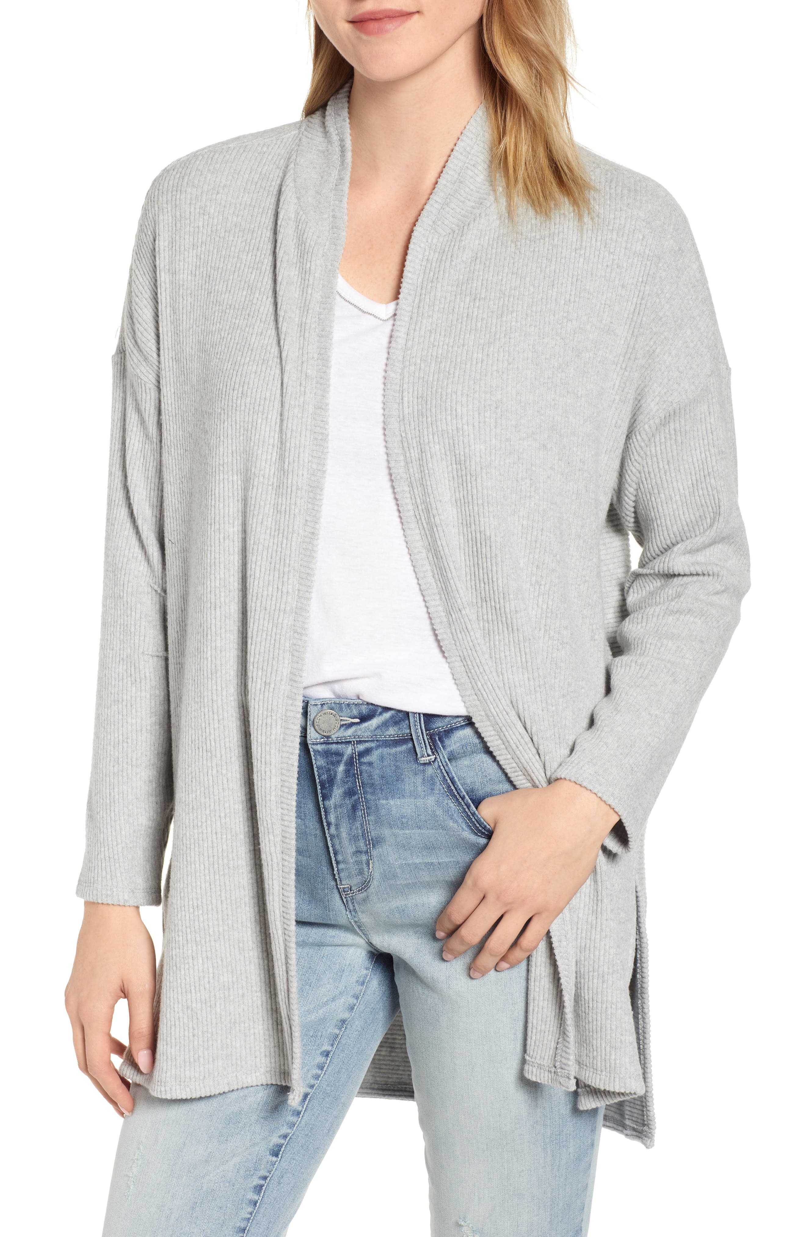 Wit & Wisdom Ribbed Open Cardigan, Grey