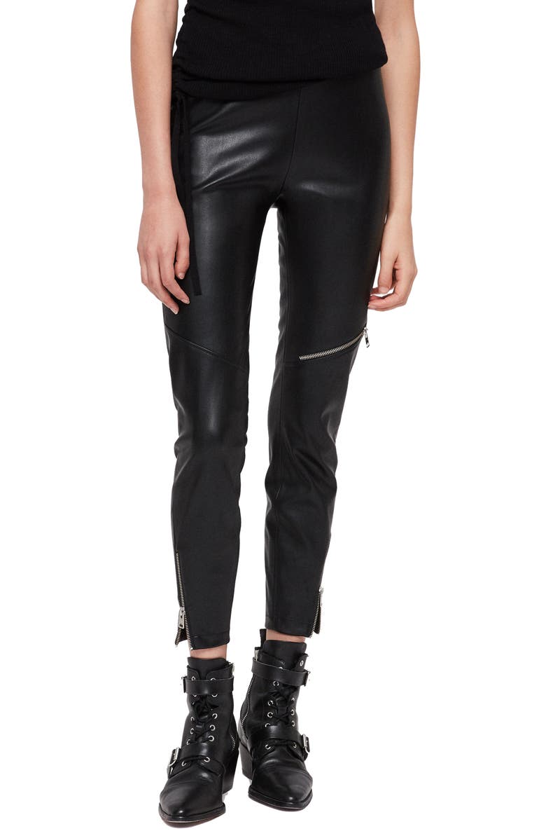 Kriva Faux Leather Biker Leggings, Main, color, BLACK