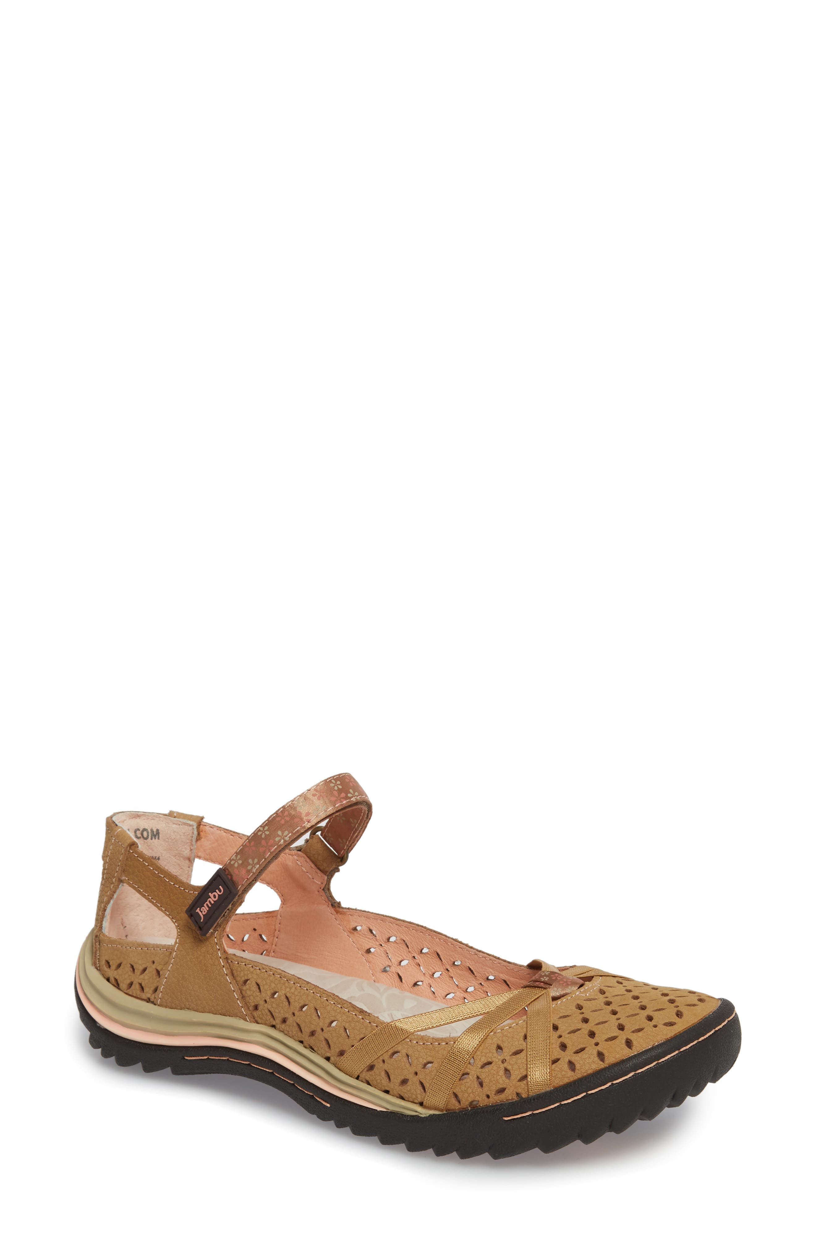 Jambu Cherry Blossom Mary Jane Flat, Brown
