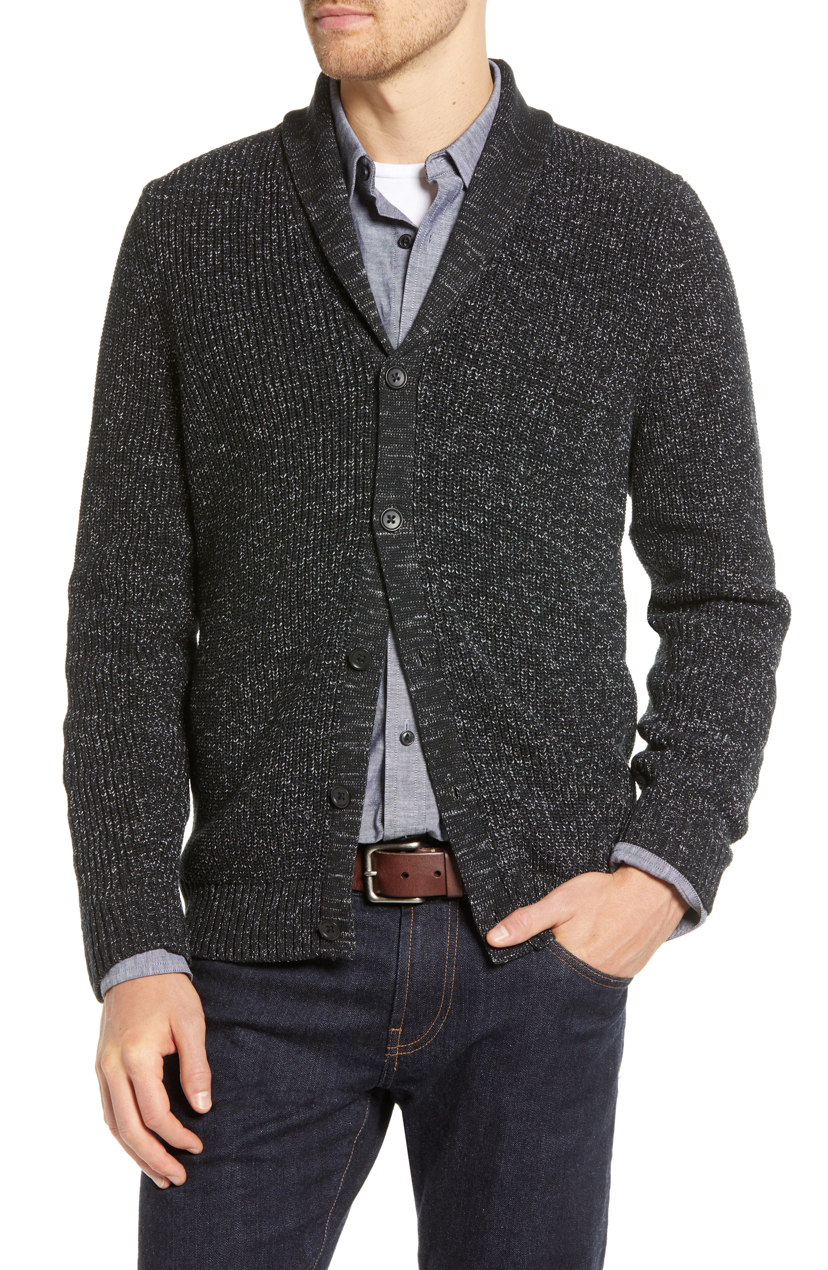1901 Shawl Collar Marled Cardigan, Grey
