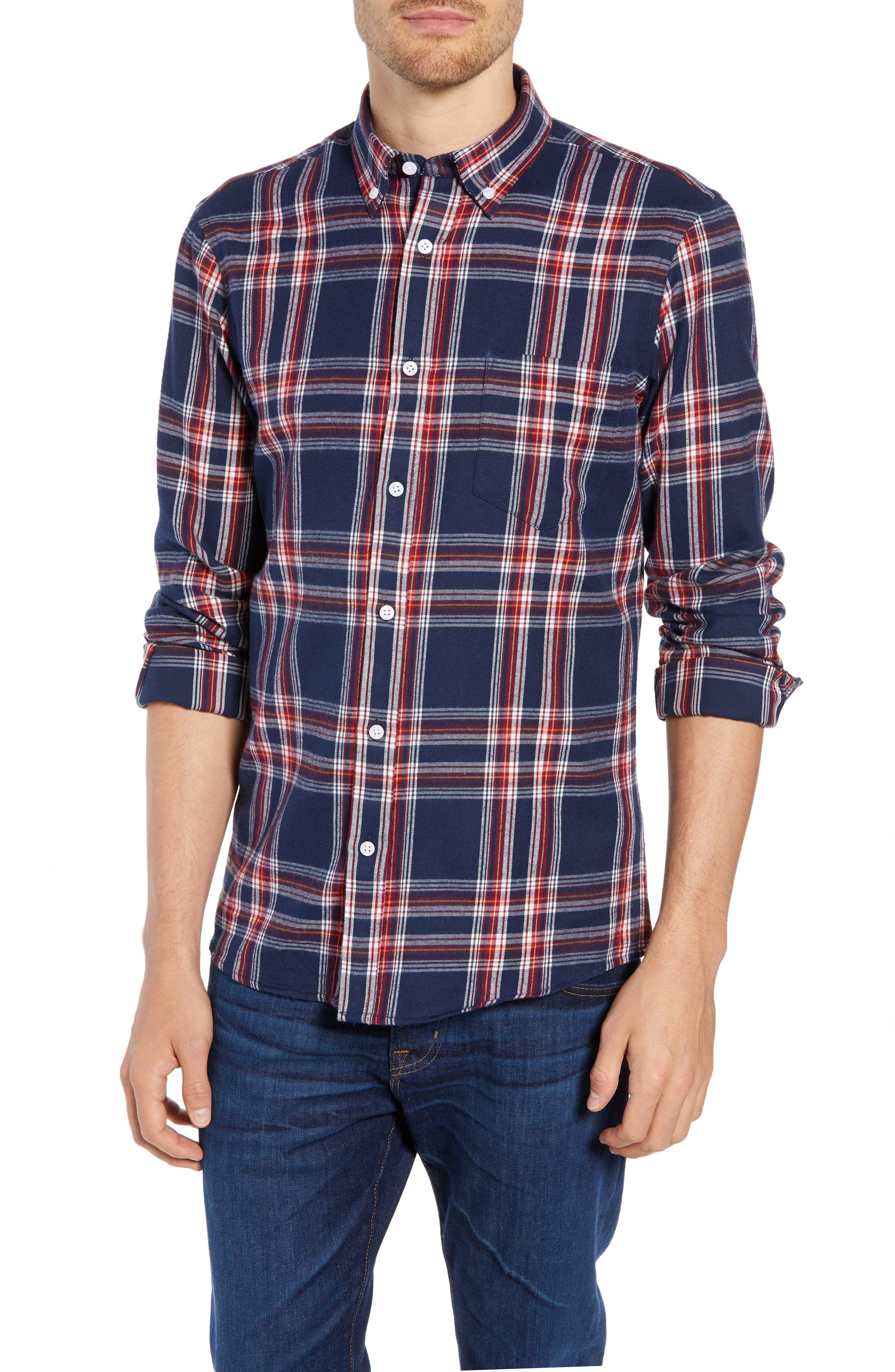 Nordstrom Shop Slim Fit Plaid Sport Shirt