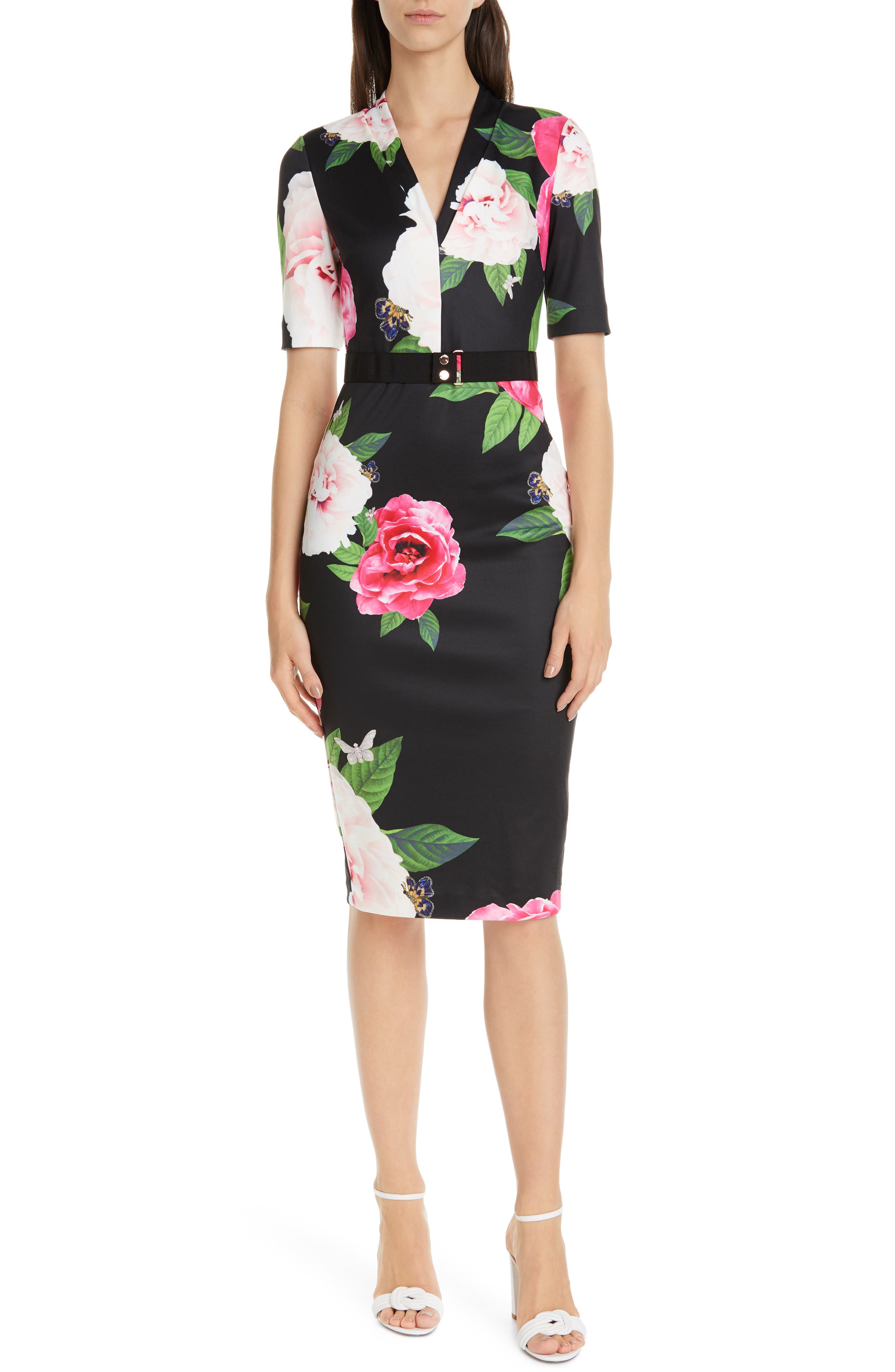 Ted Baker London Gilanno Magnificent Body-Con Dress, Black
