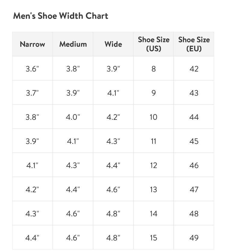 Shoes Size Chart - Skiboot Size Guide