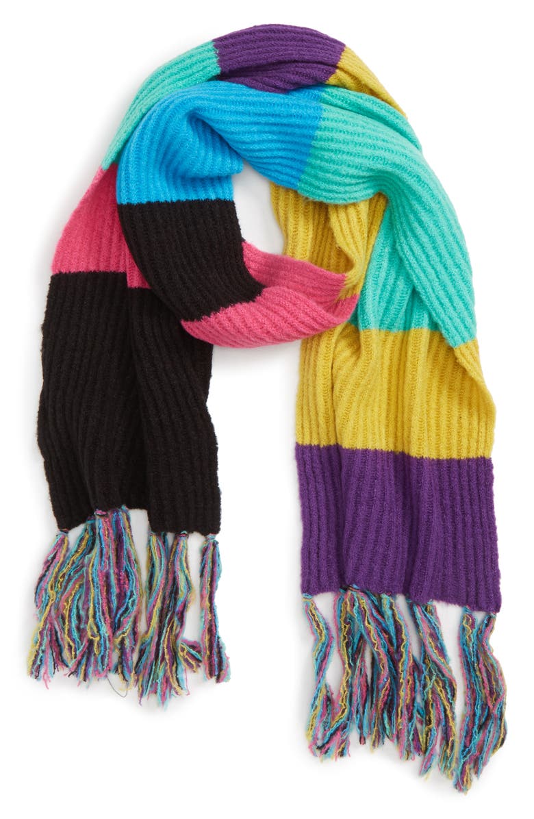Stripe Ribbed Scarf,
Alternate,
color, BLACK MULTI