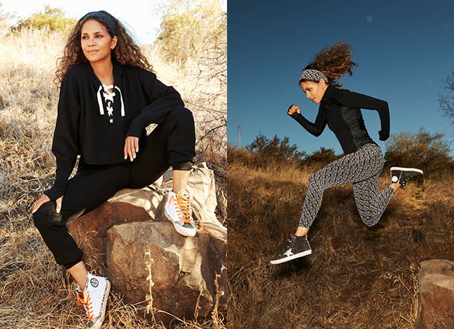 Halle Berry in clothes from the Halle Berry x Sweaty Betty collection.