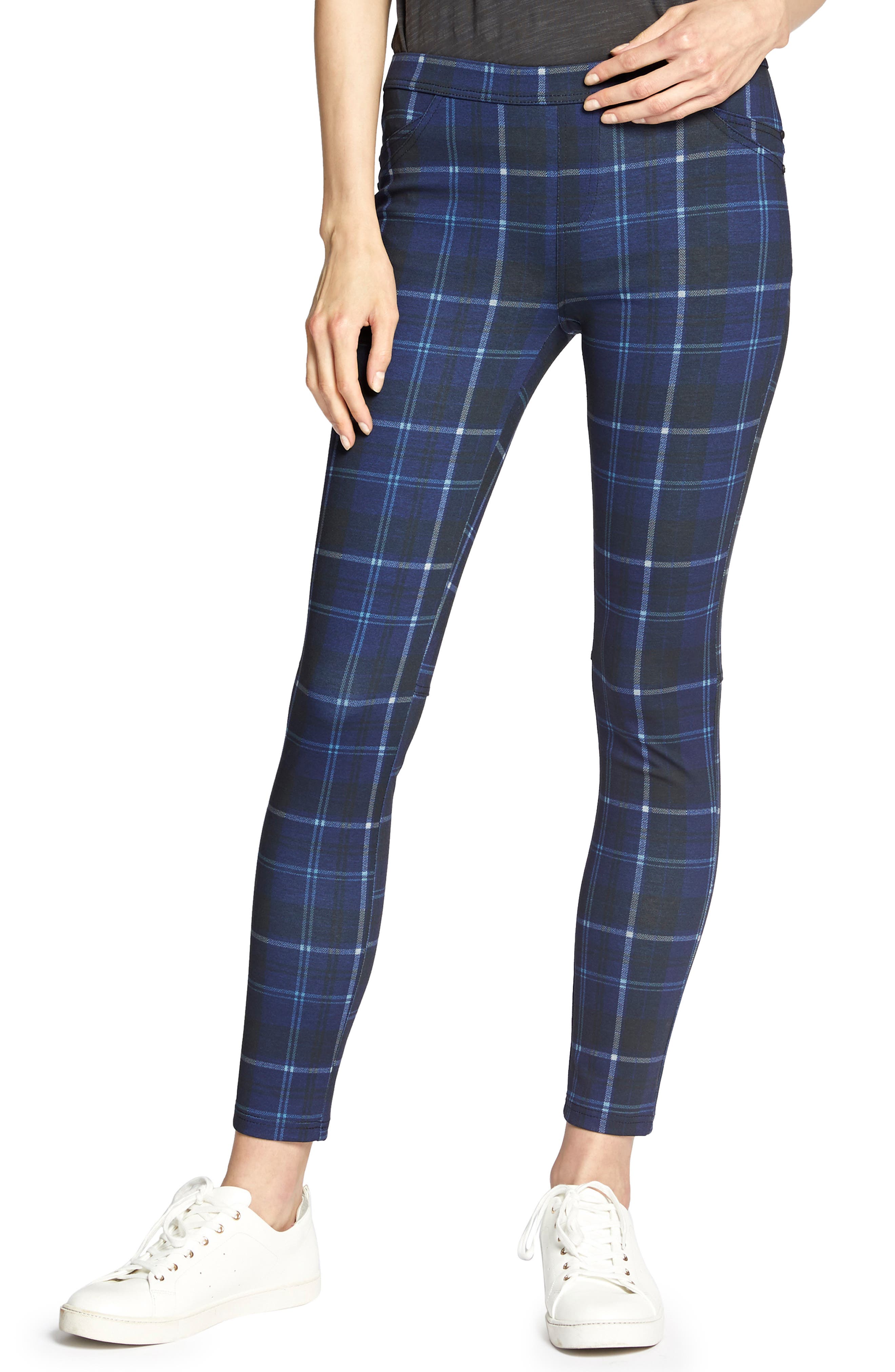 Sanctuary Grease Plaid Leggings, Blue