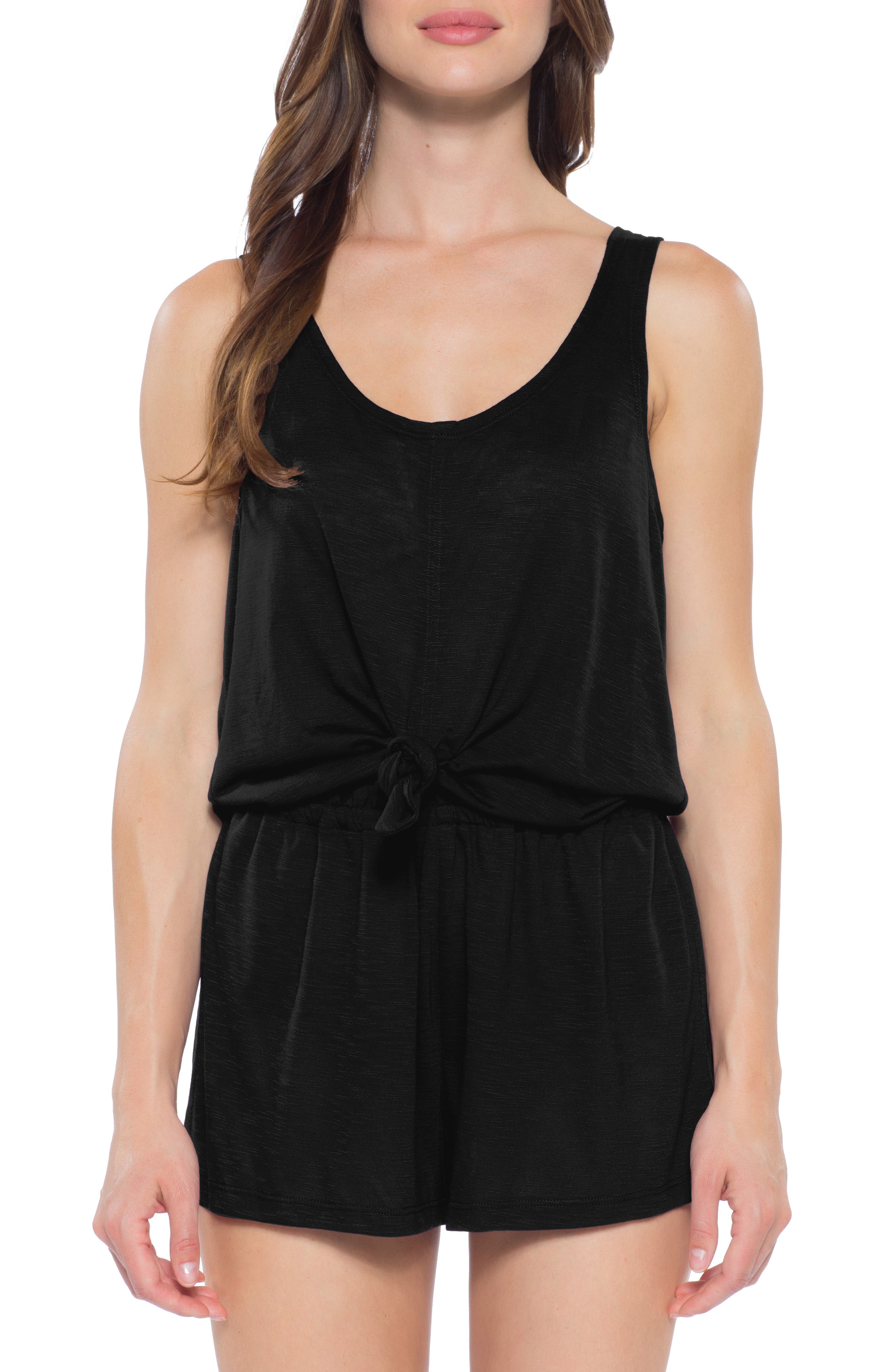 Becca Breezy Basics Knot Cover-Up Romper, Black