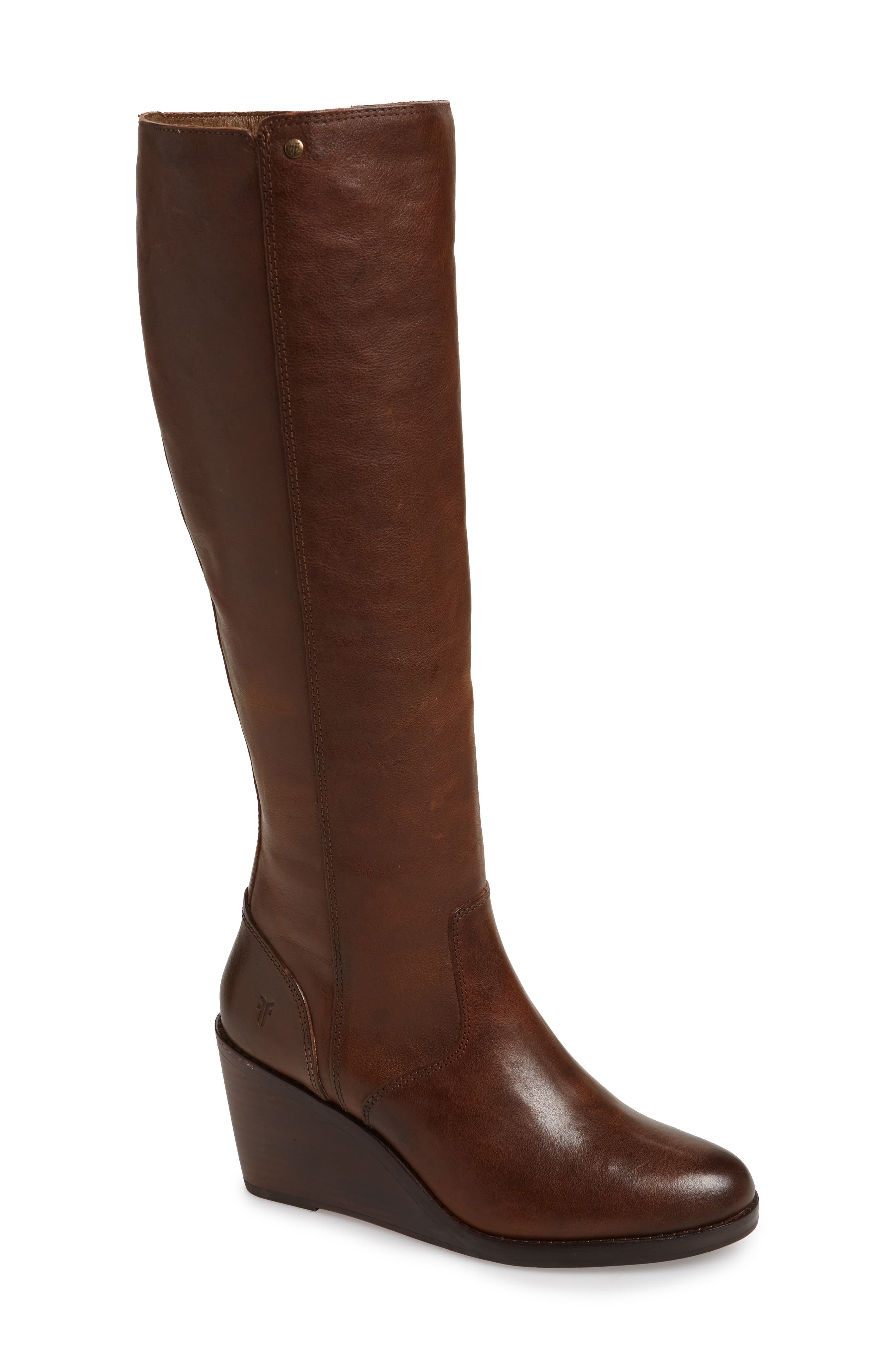 Frye Emma Knee High Wedge Boot, Brown