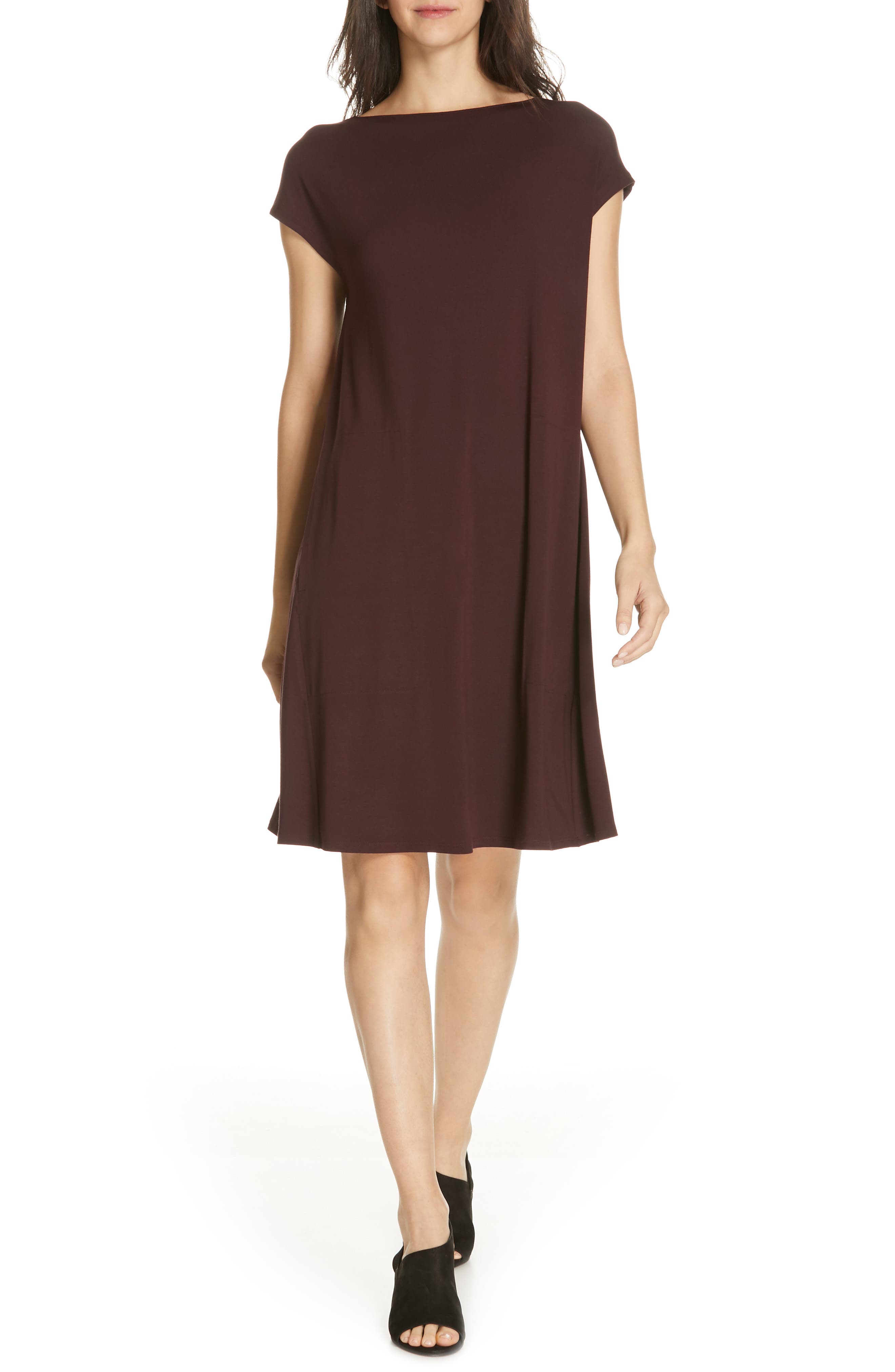 Petite Eileen Fisher Twist Back Dress, Purple