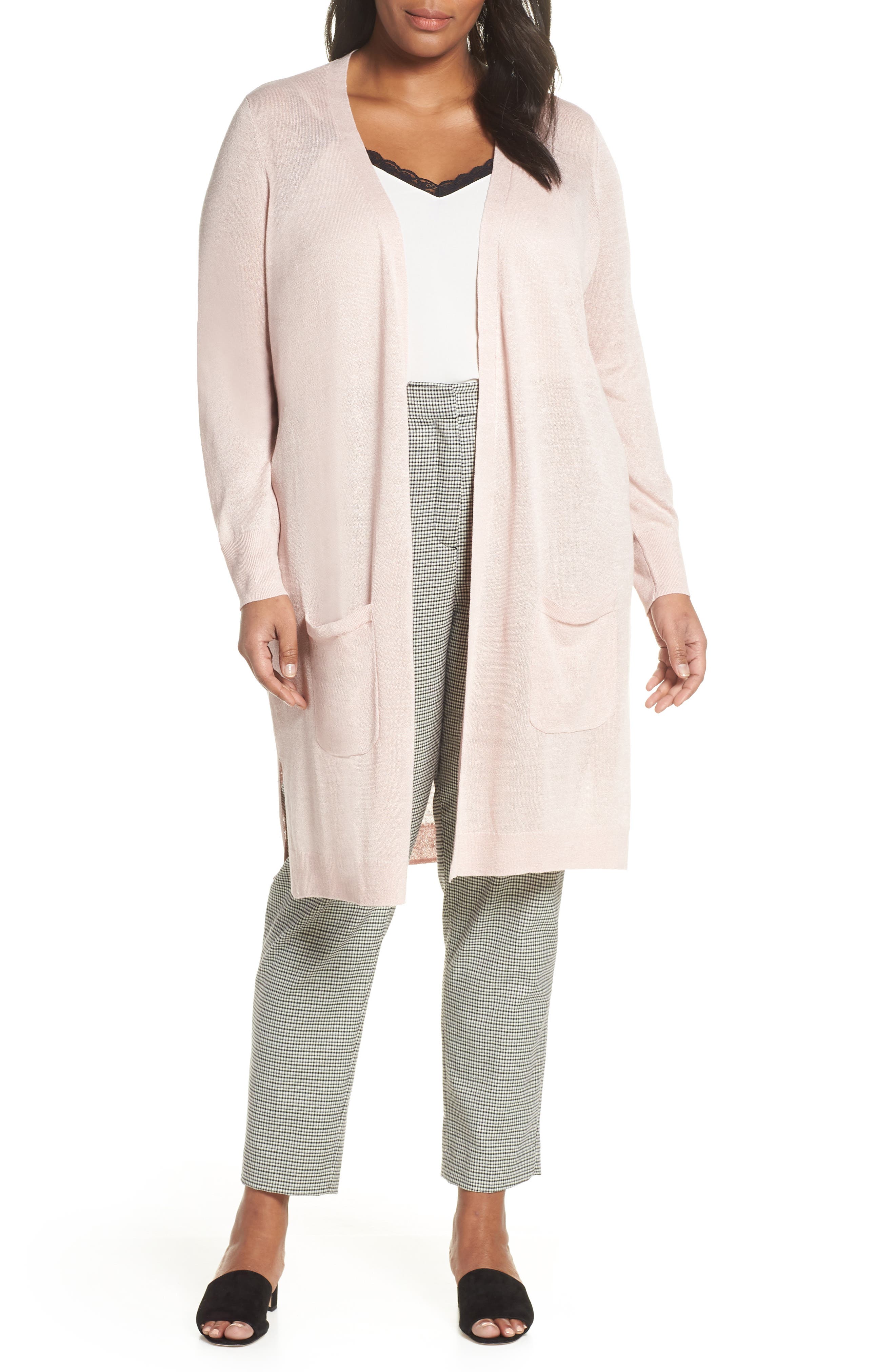Plus Size Halogen Long Cardigan, Pink