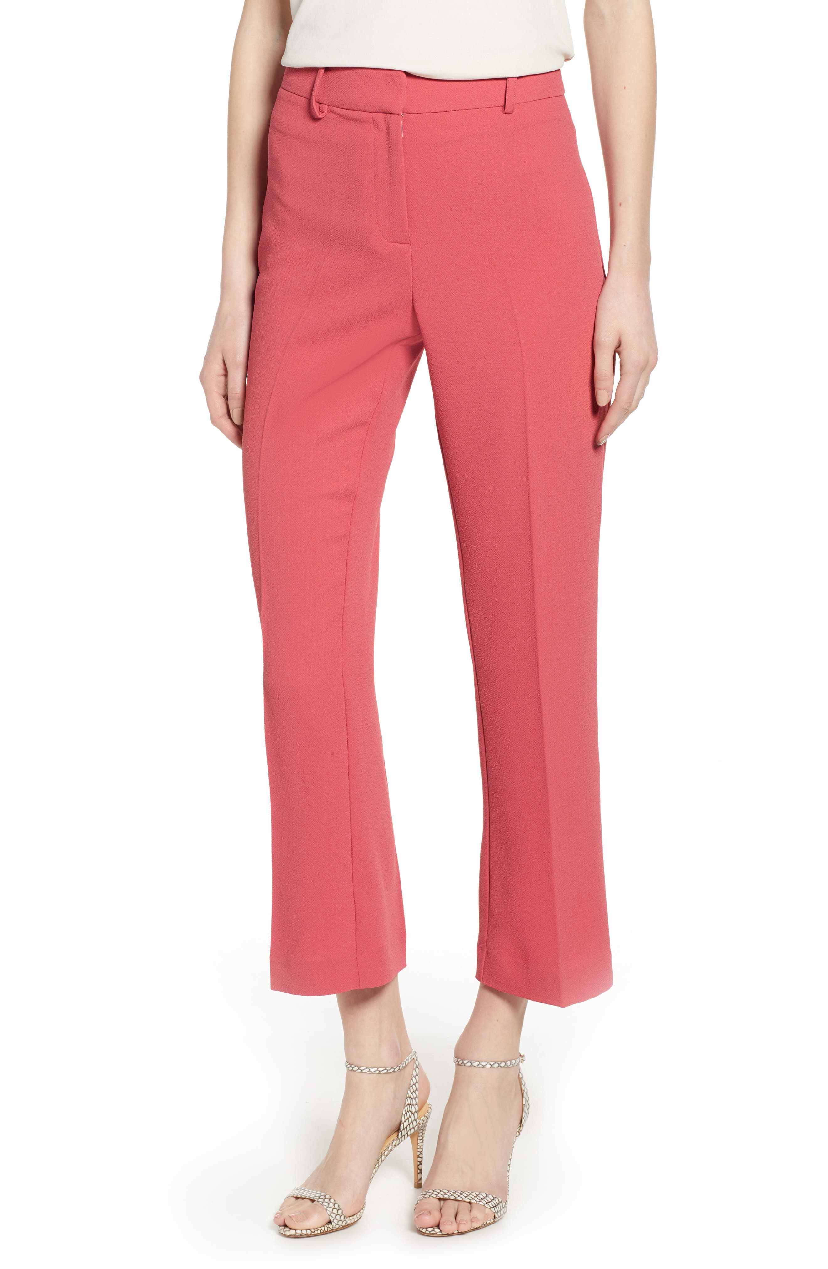 1.state Crepe Kick Flare Ankle Pants, Coral