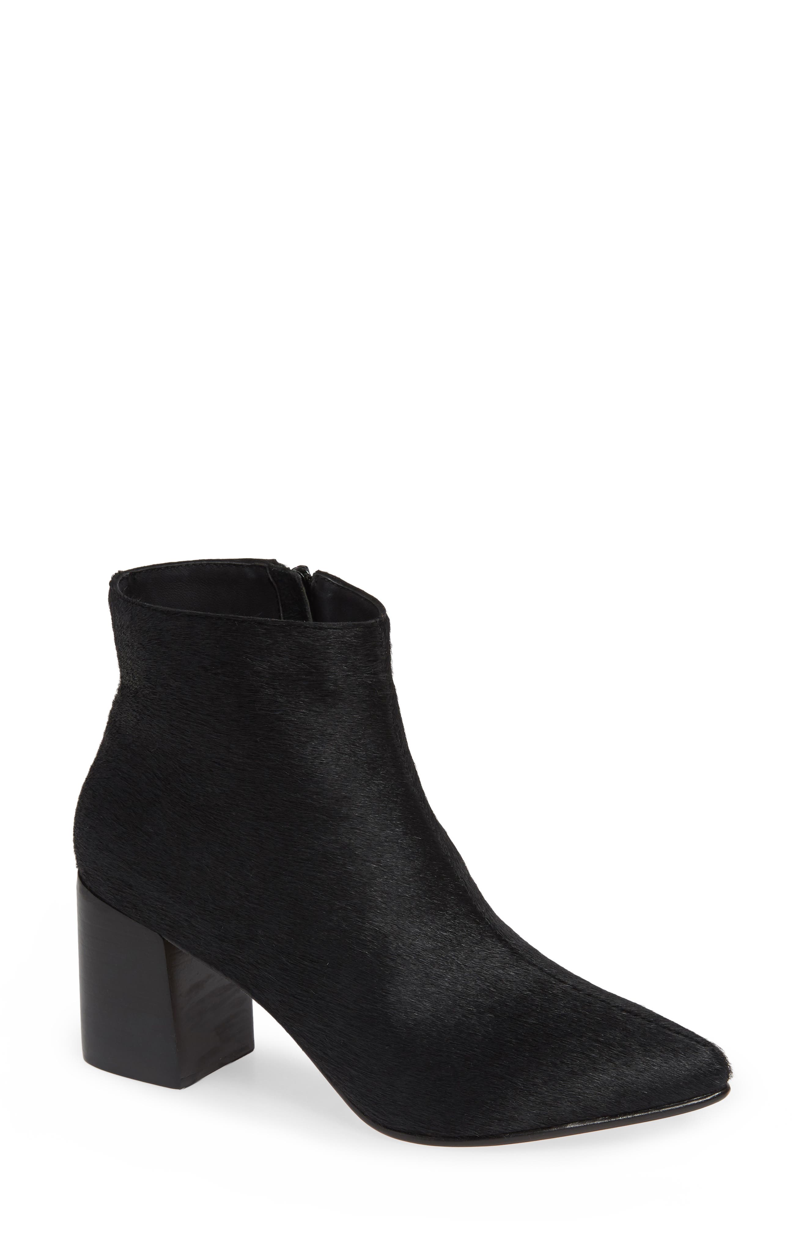 Huma Blanco Vania Genuine Calf Hair Pointed Toe Bootie - Black