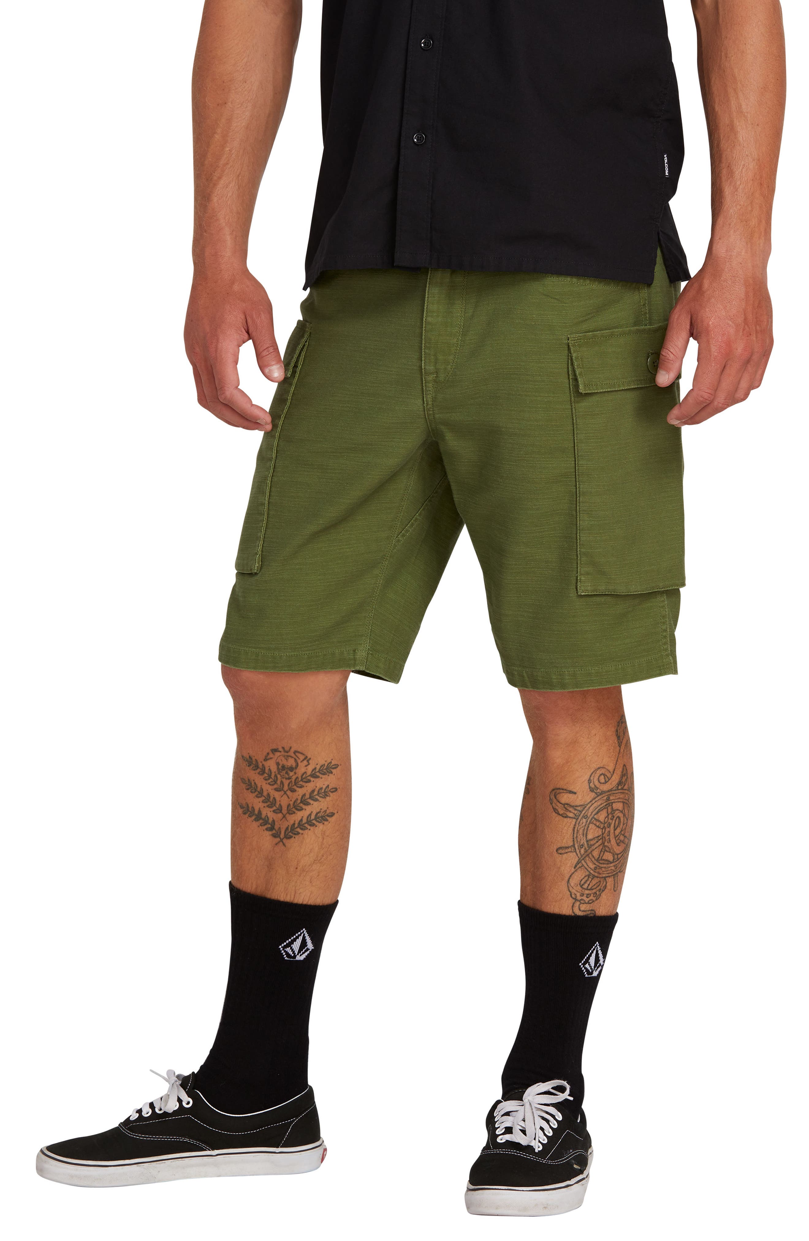 Volcom Gritter Cargo Shorts, Green