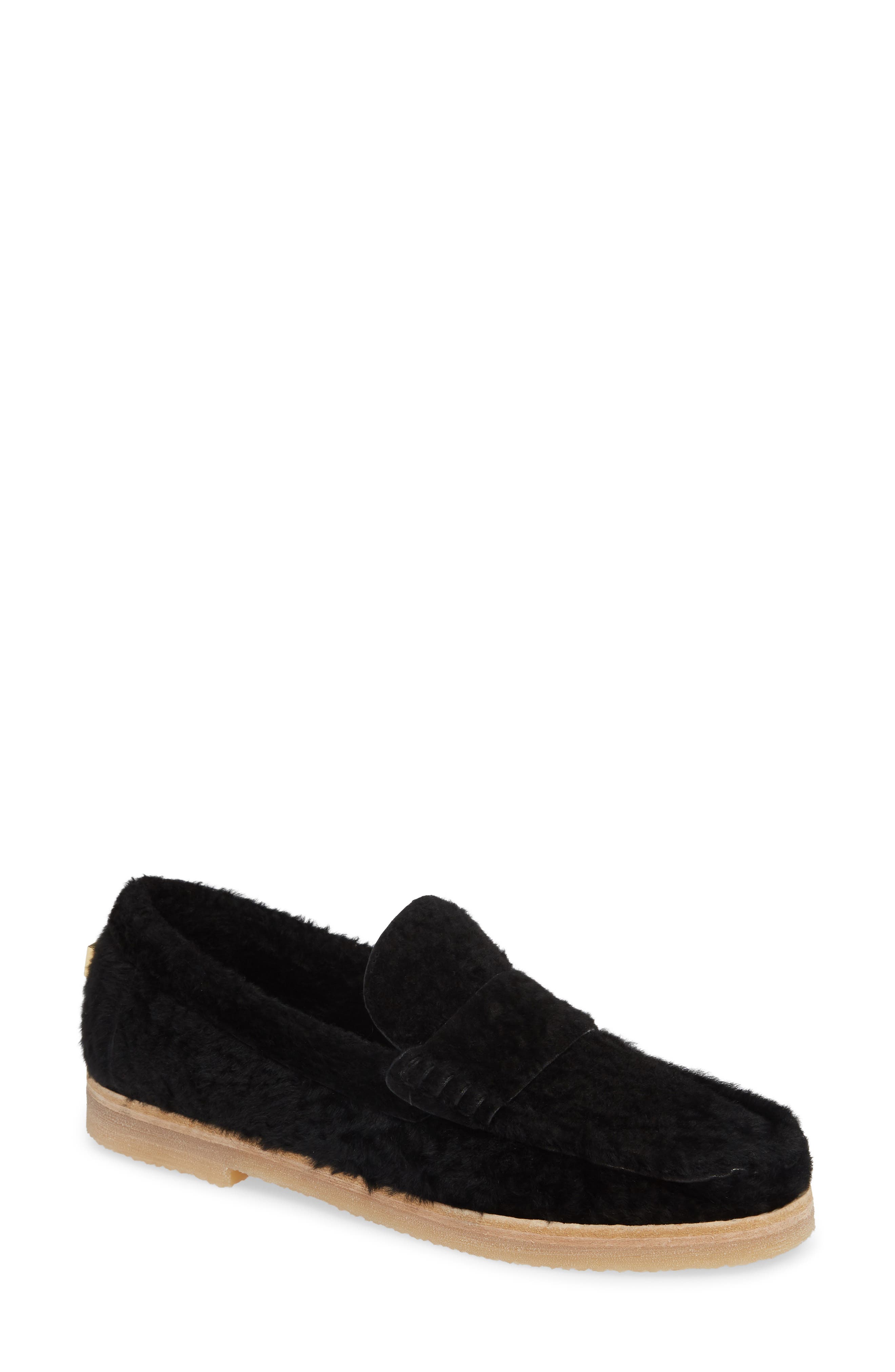 Stuart Weitzman Bromley Genuine Shearling Loafer, Black