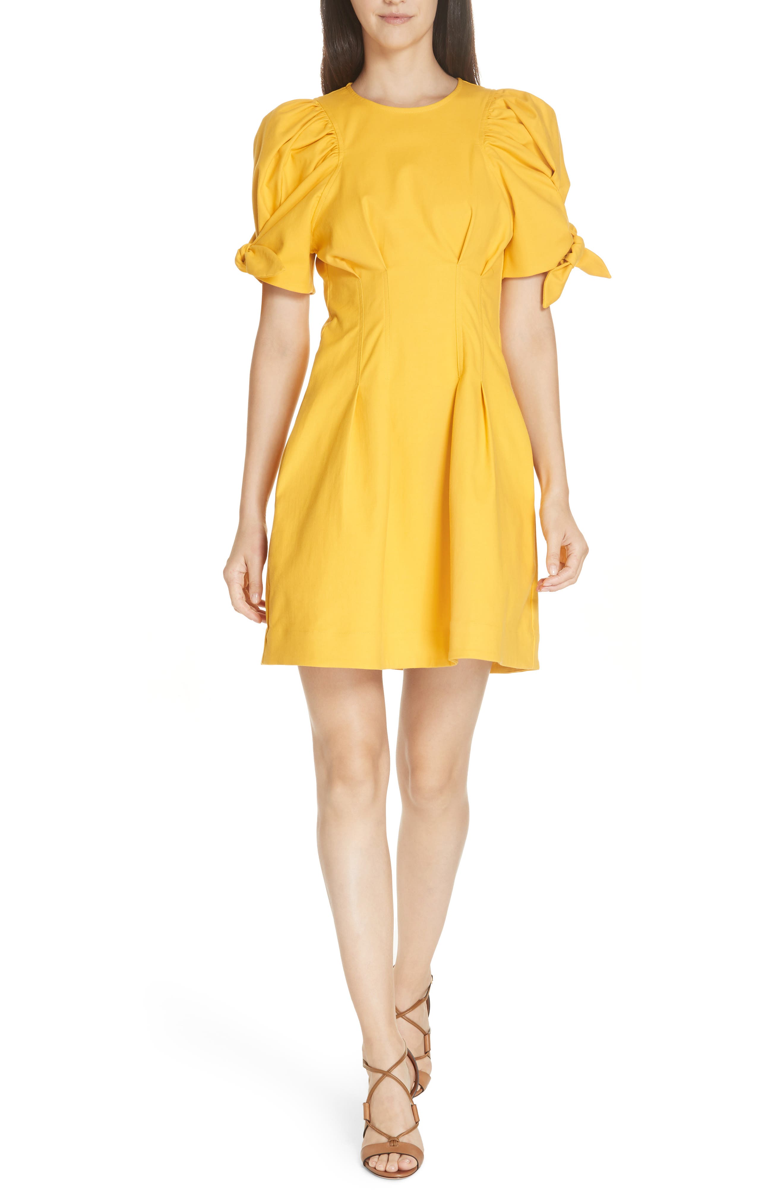 Sea Lennox Puff Sleeve Minidress, Yellow