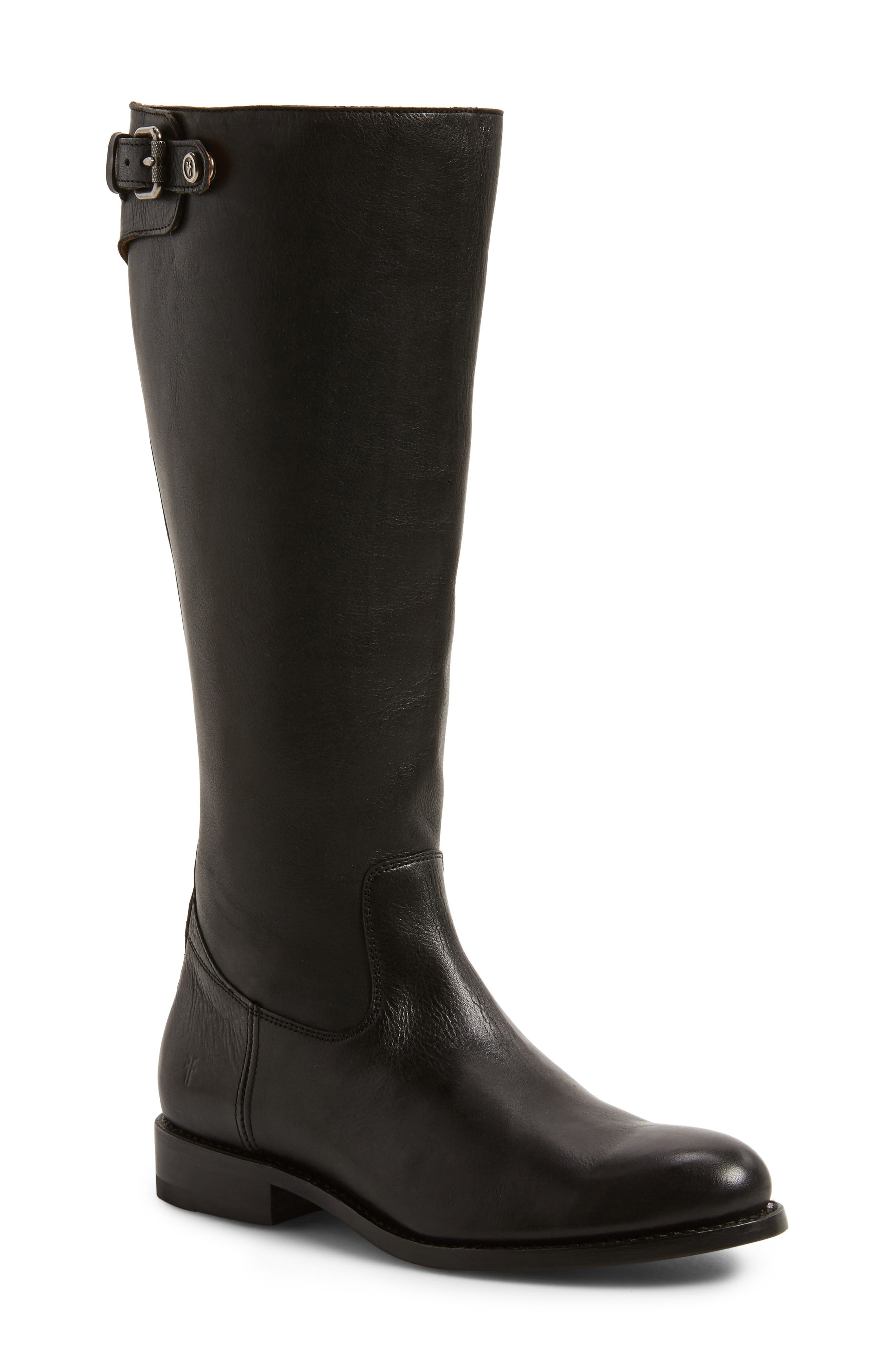 Frye Jayden Buckle Back Zip Boot, Regular Calf- Black