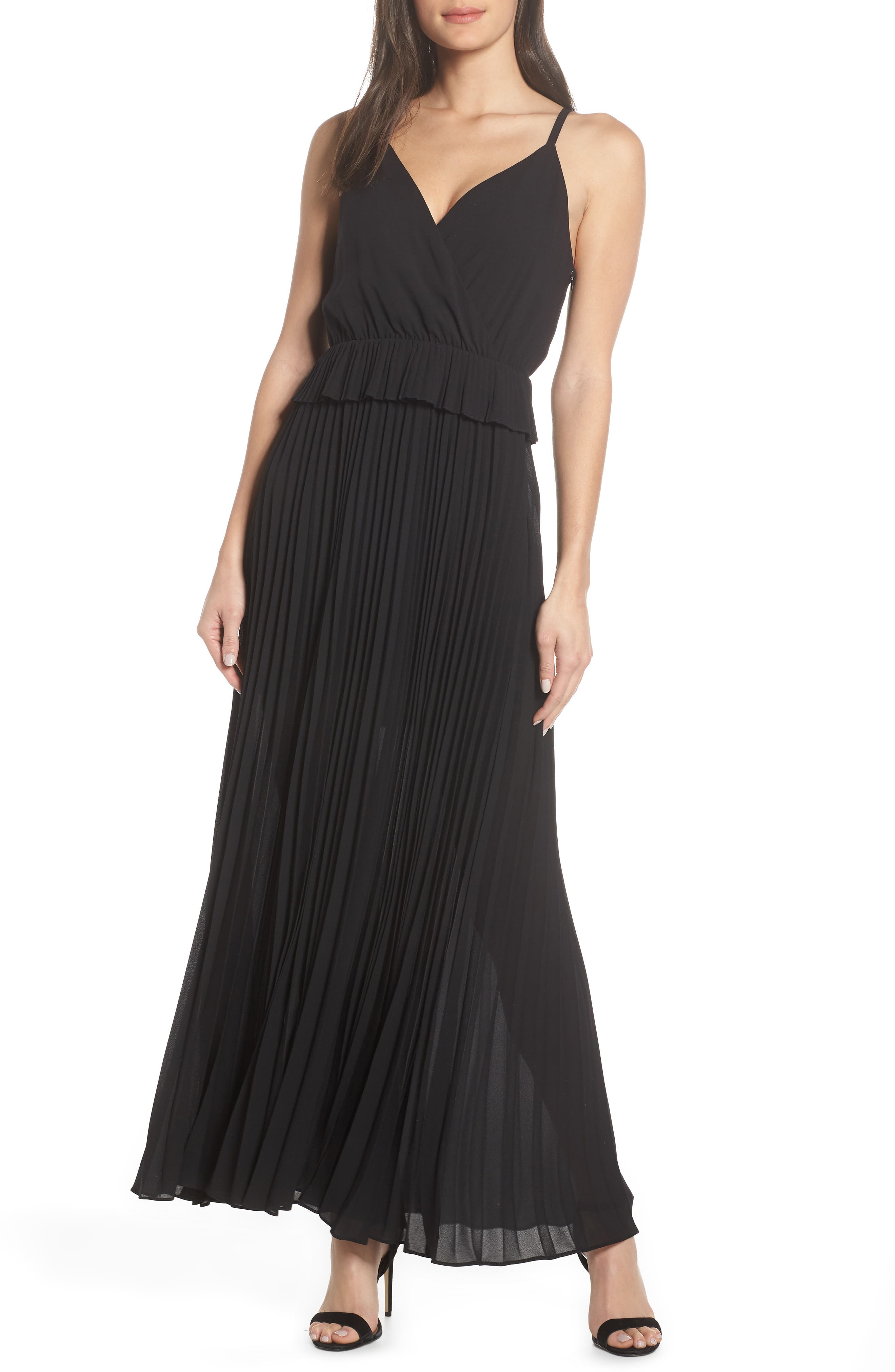Ali & Jay Olivet Pleated Maxi Dress, Black