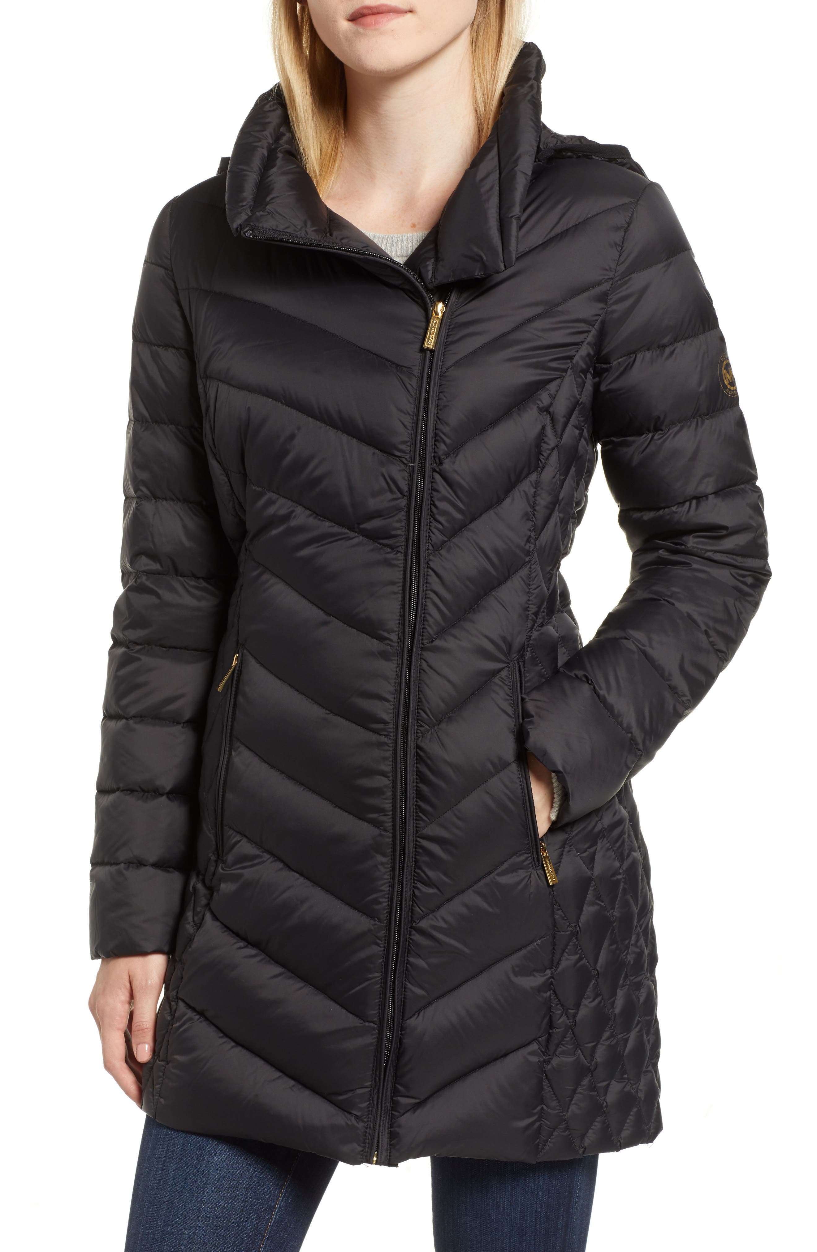 Michael Michael Kors Packable Down Hooded Jacket, Black