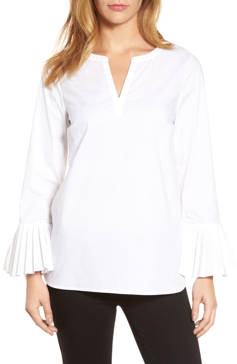 Chaus Pleat Sleeve Shirttail Blouse | Nordstrom