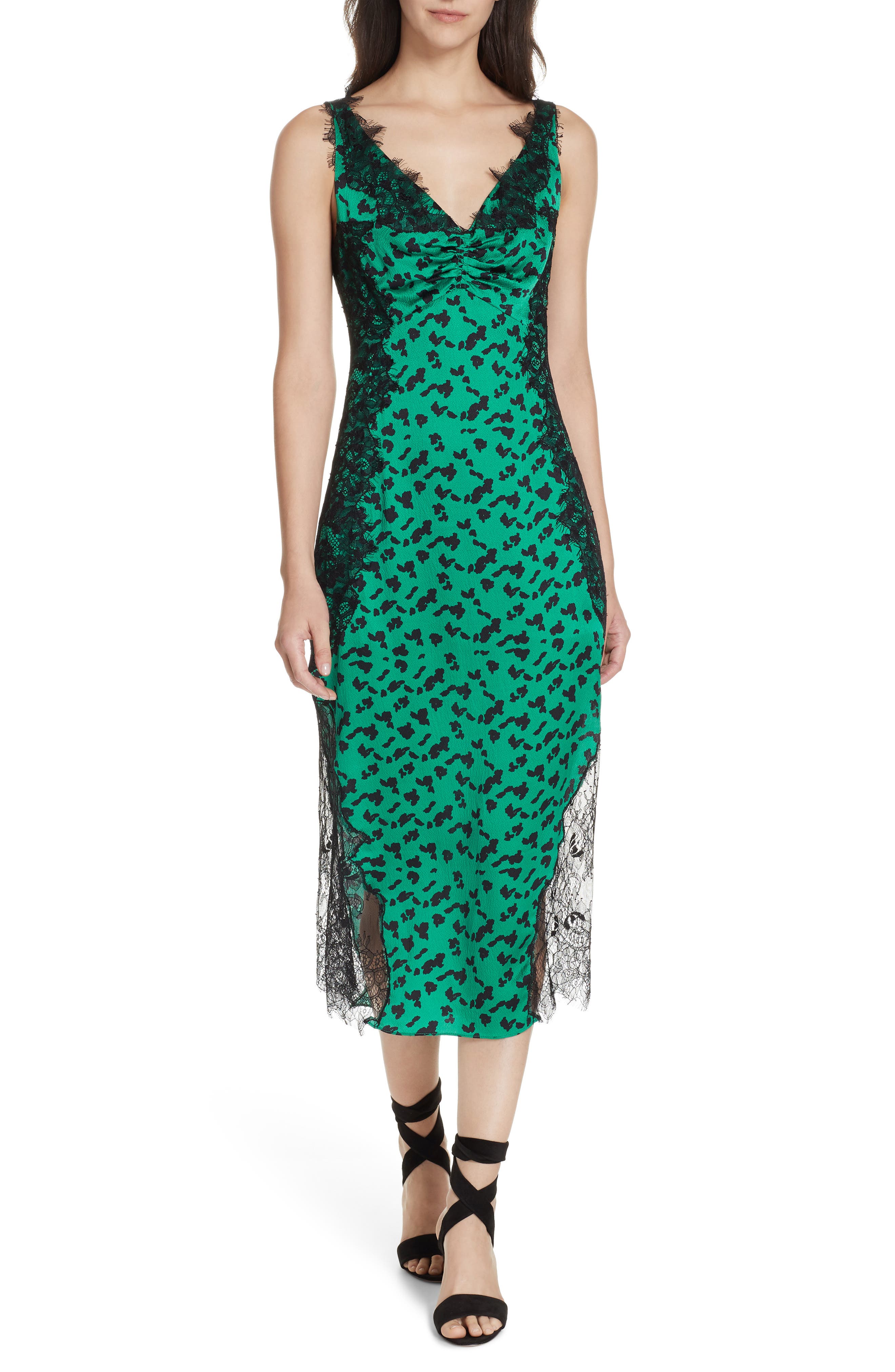 Tanya Taylor Irina Spot Silhouette Lace & Silk Dress